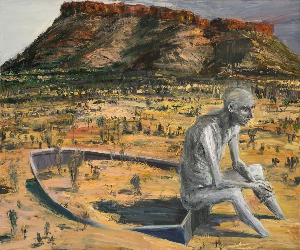 Figure Sitting On Boat In Desert,  2007