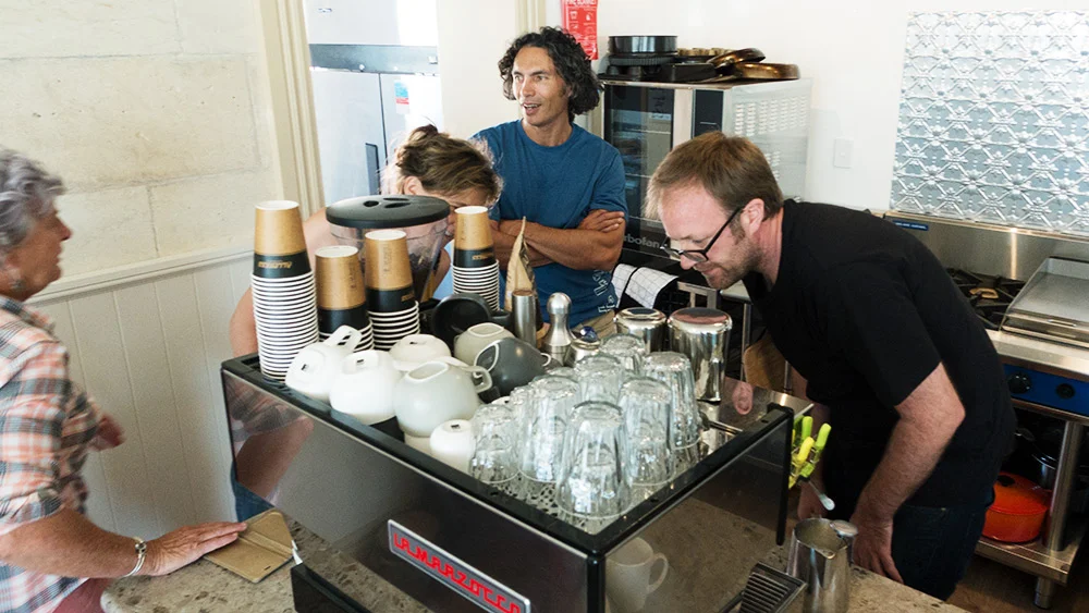 Barista Peter Trevelyan, Kate White’s Waitaki Braids Lodge, Kurow 
