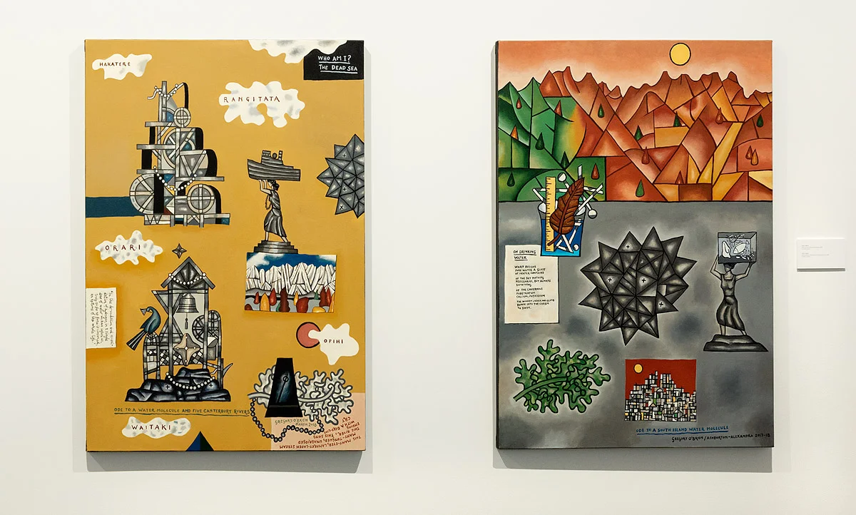 Ode to a South Island water molecule, 2018, GREG O’BRIEN Ode to a water molecule and five Canterbury rivers, 2018, GREG O’BRIEN