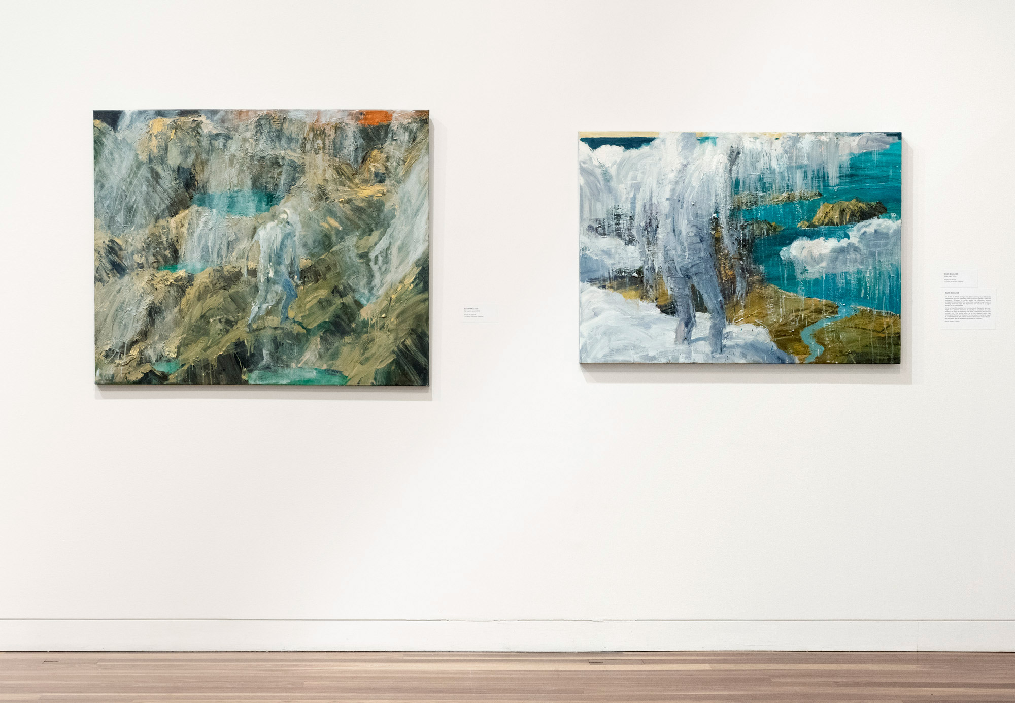 EUAN MACLEOD, No man’s land, 2018 & Rain man, 2018, acrylic on canvas, Courtesy of Bowen Galleries