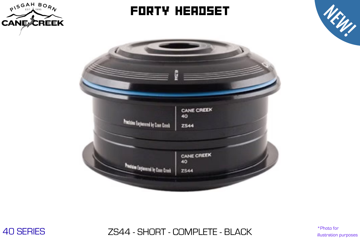 Cane Creek - FORTY Series Headset - ZS44 - SHORT - Complete - Black