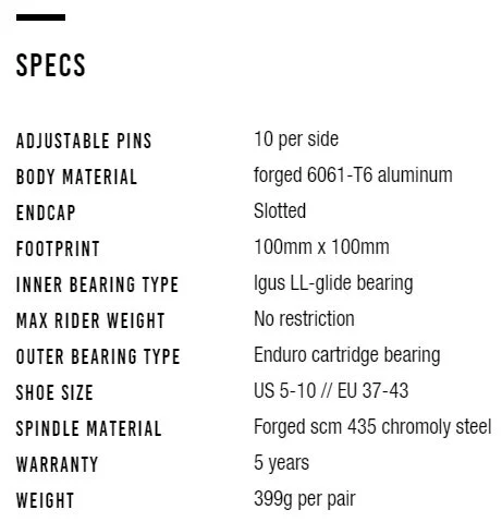 Specs for Small