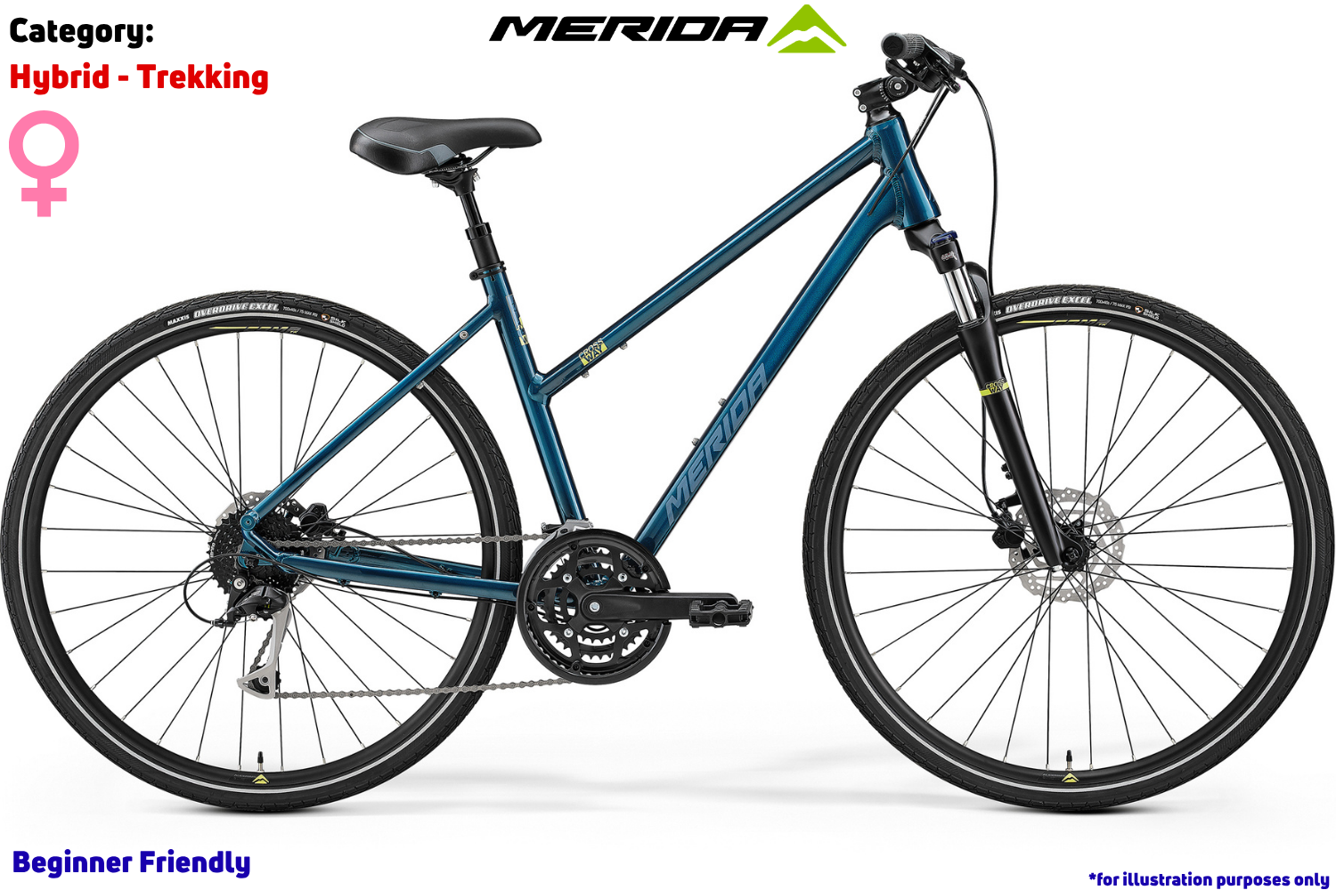 Merida Crossway Lady 100 - Teal-Blue (Silver Blue/Lime)