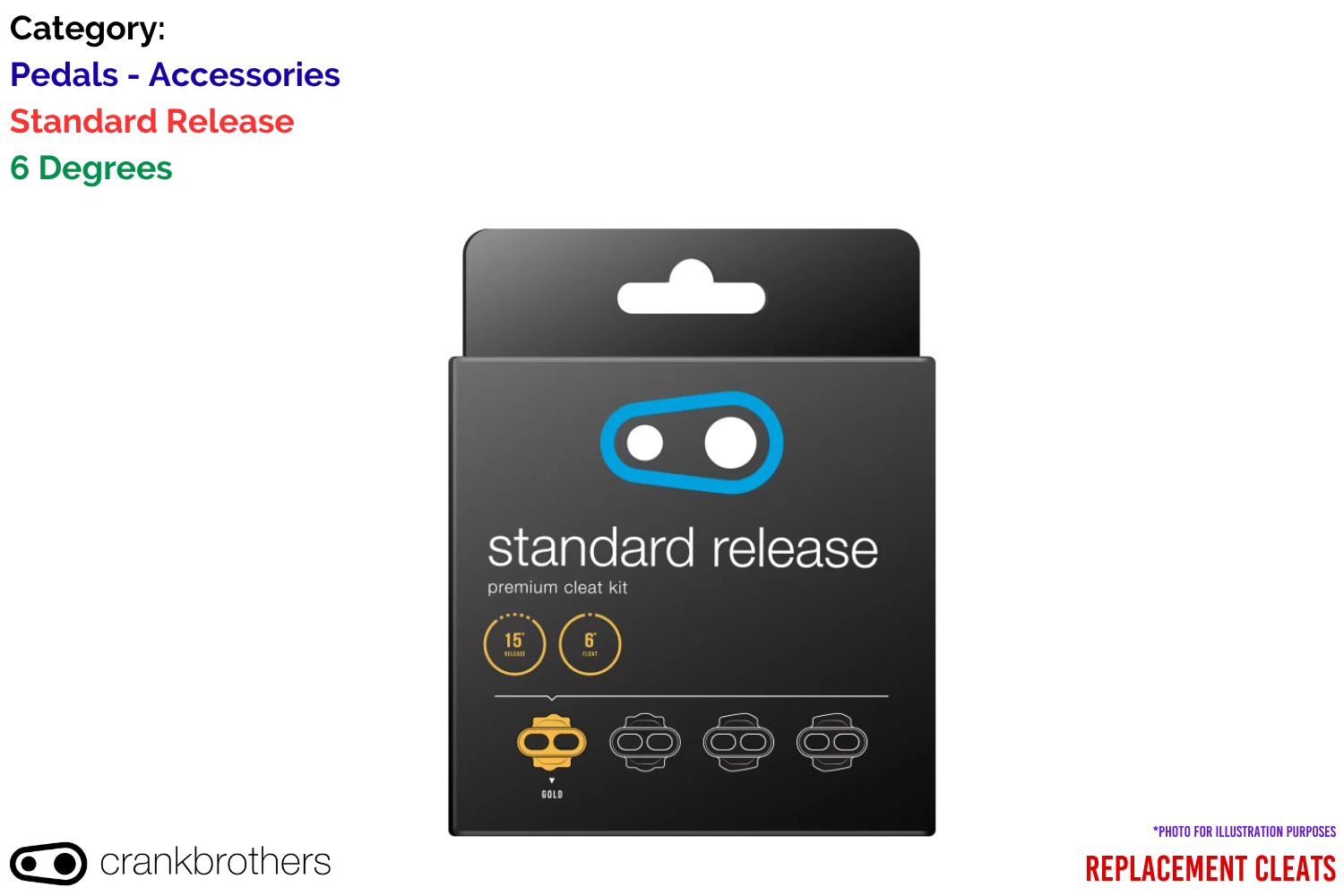 Crankbrothers Standard Release Cleat Kit - 6 Degrees