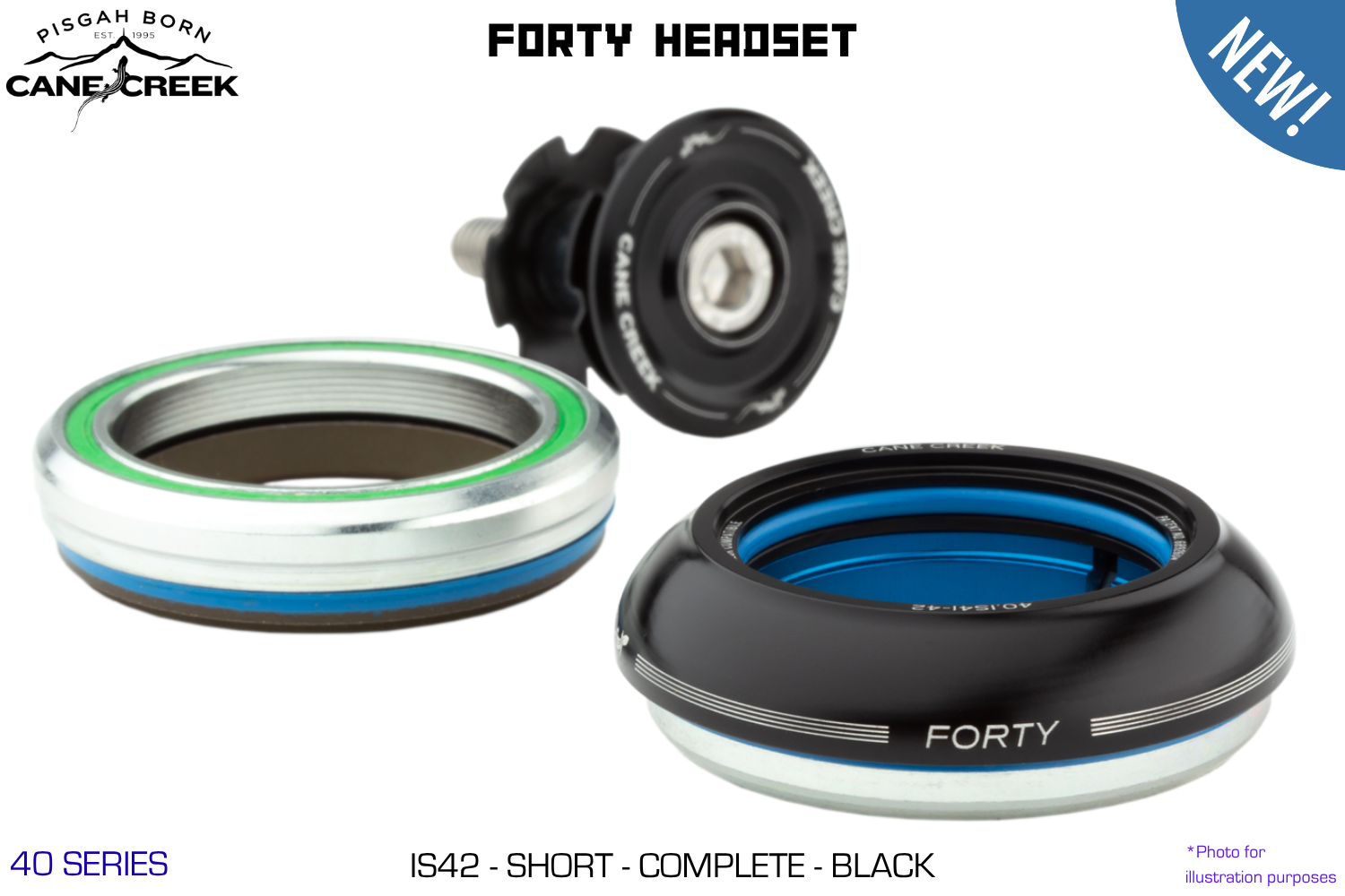 Cane Creek - FORTY Series Headset - IS42 - SHORT - Complete - Black