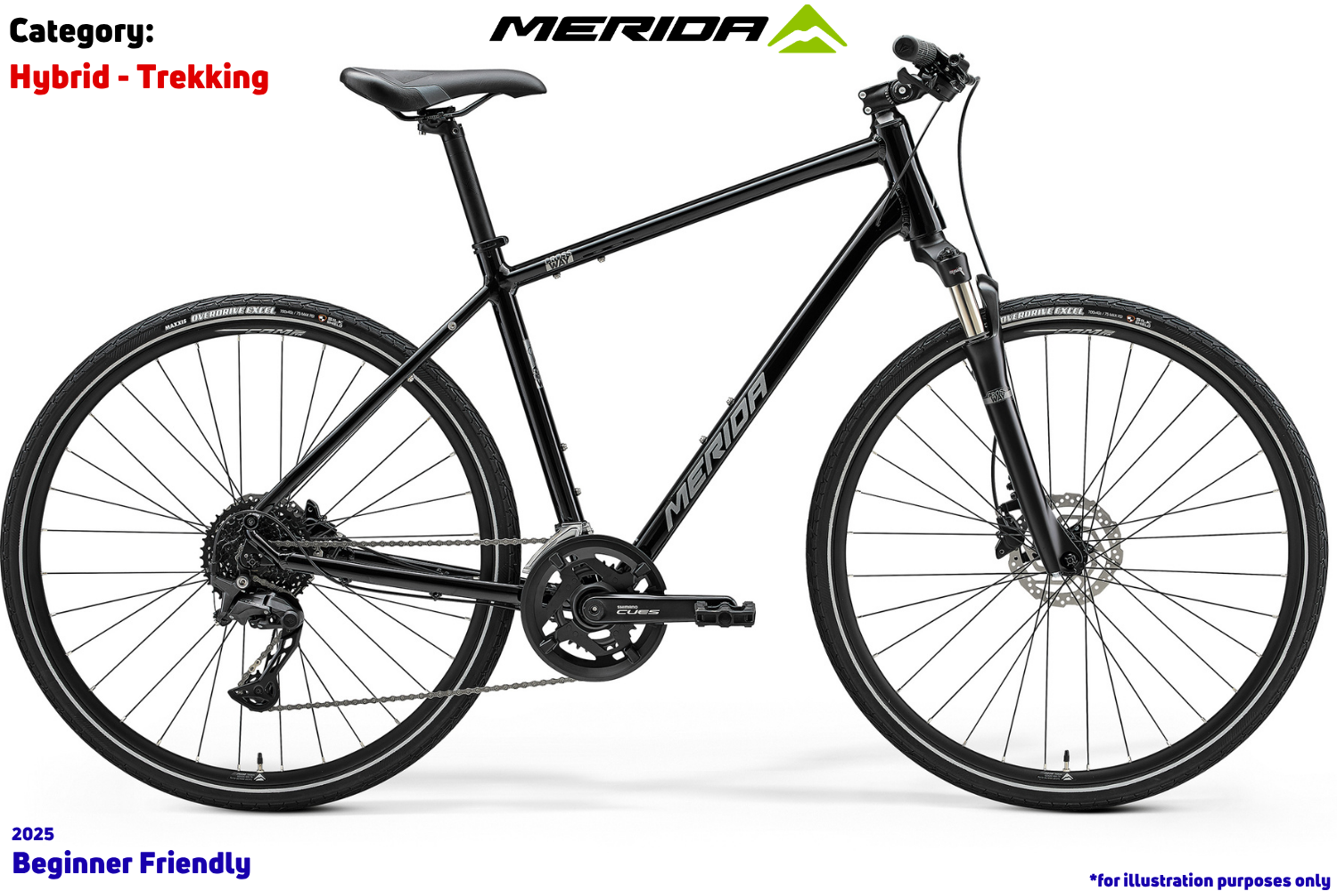 Merida Crossway 300 - Glossy Black (Silver) - CUES 10-Speed