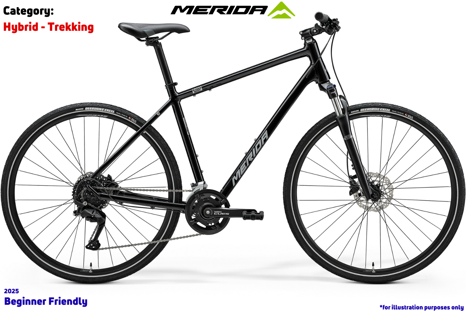 Merida Crossway 100 - Glossy Black (Silver) - CUES 9-Speed