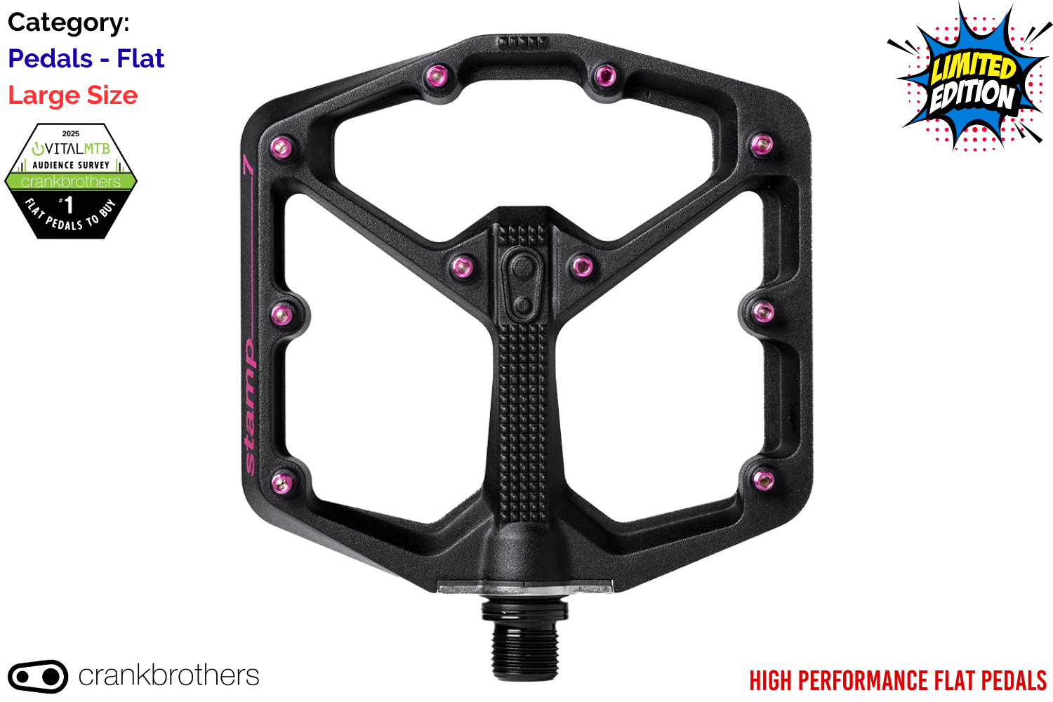 Crankbrothers Stamp 7 - Large - Seagraves - Black/Pink