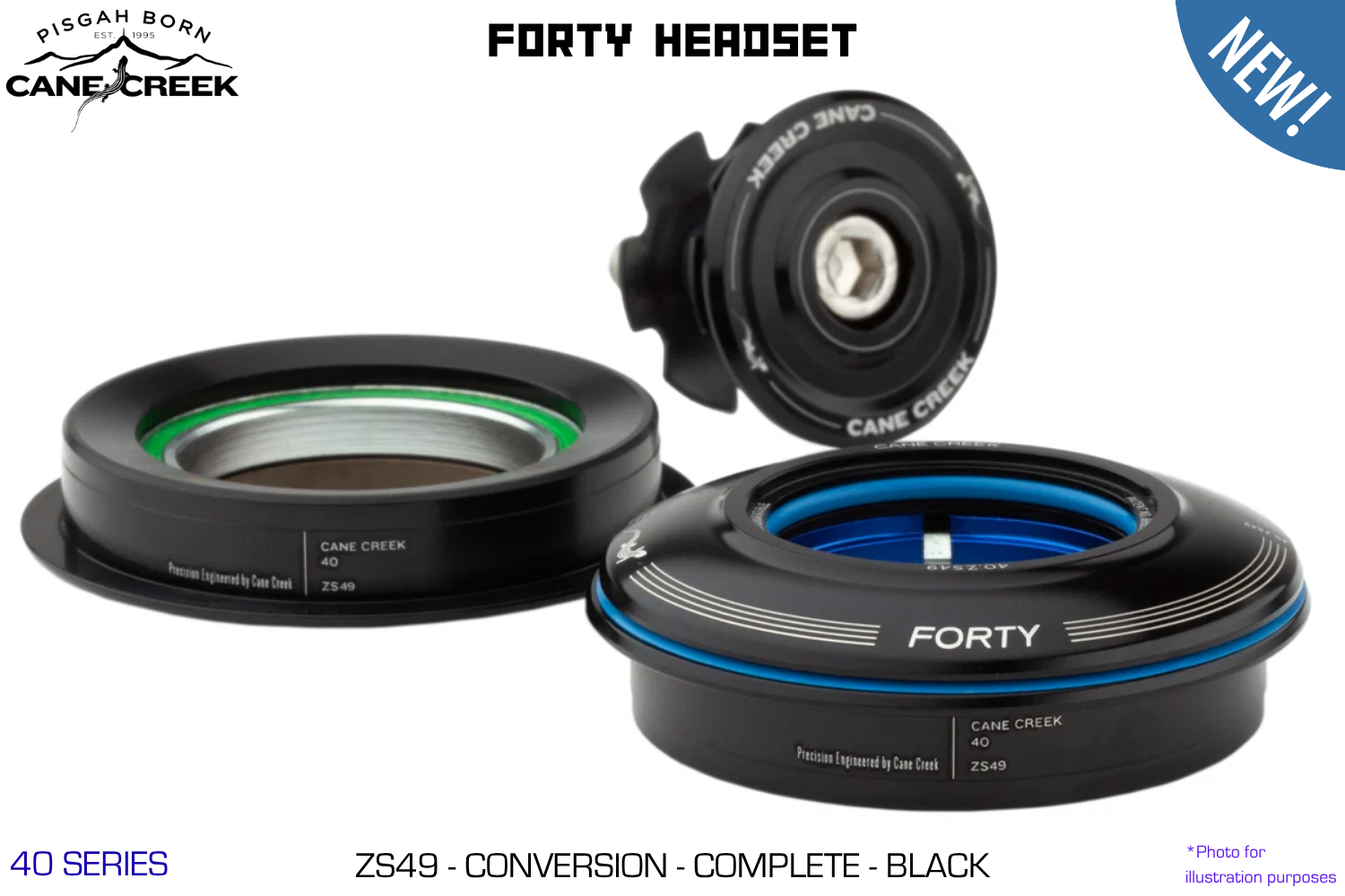 Cane Creek - FORTY Series Headset - ZS49 - Conversion - Complete - Black