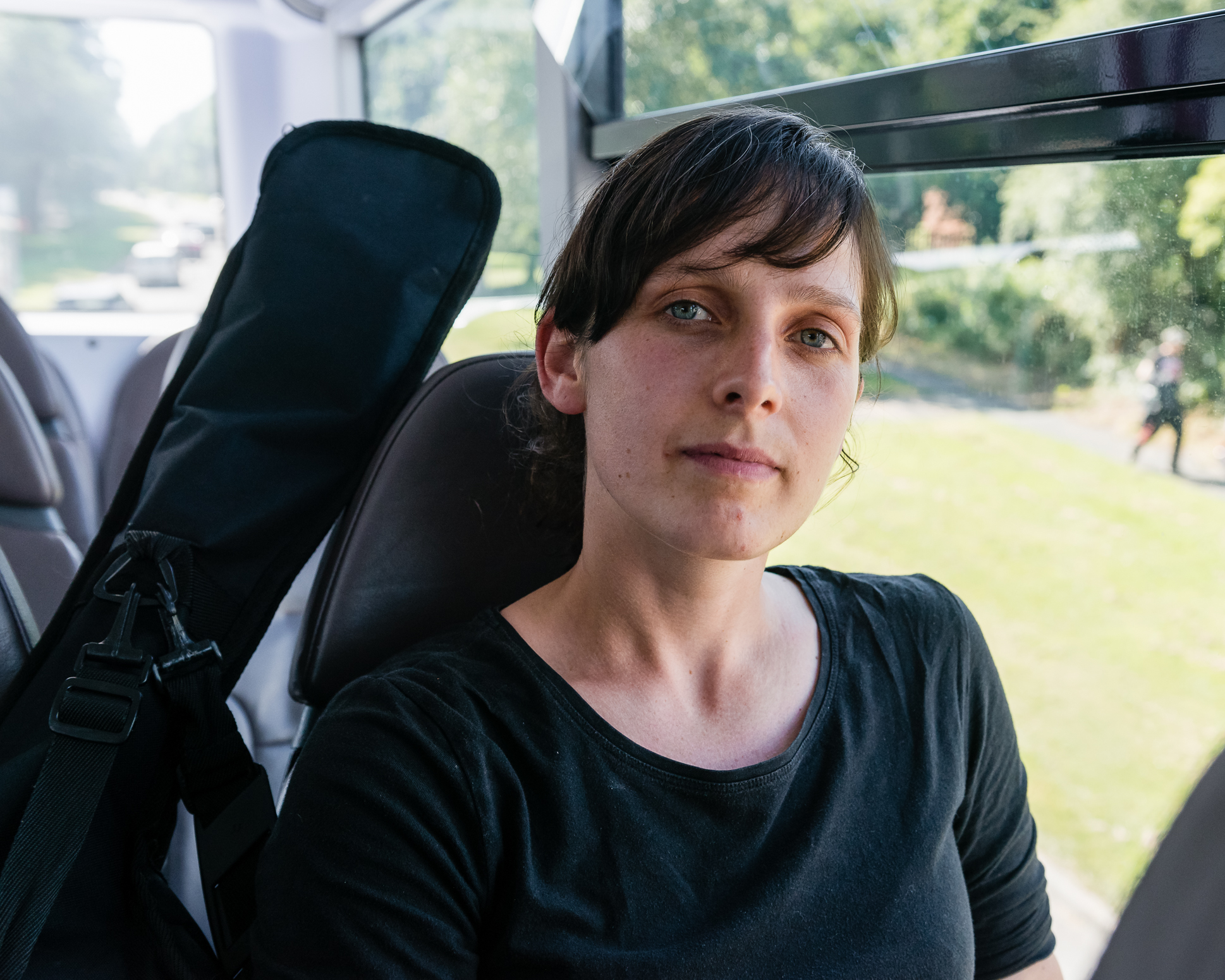  Sarah  Being on the bus is pure escapism. When I have early shifts I look forward to that forty-five minutes of acclimatising to the world with the hum. It's really settling.&nbsp;The nice thing about using the buses a lot is that I get to recognise