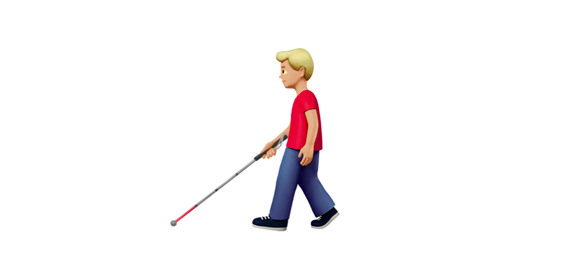 Person with a white cane emoji