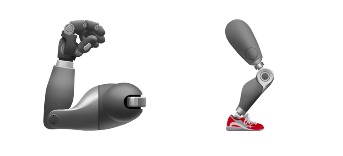 Prosthetic arm and leg emojis
