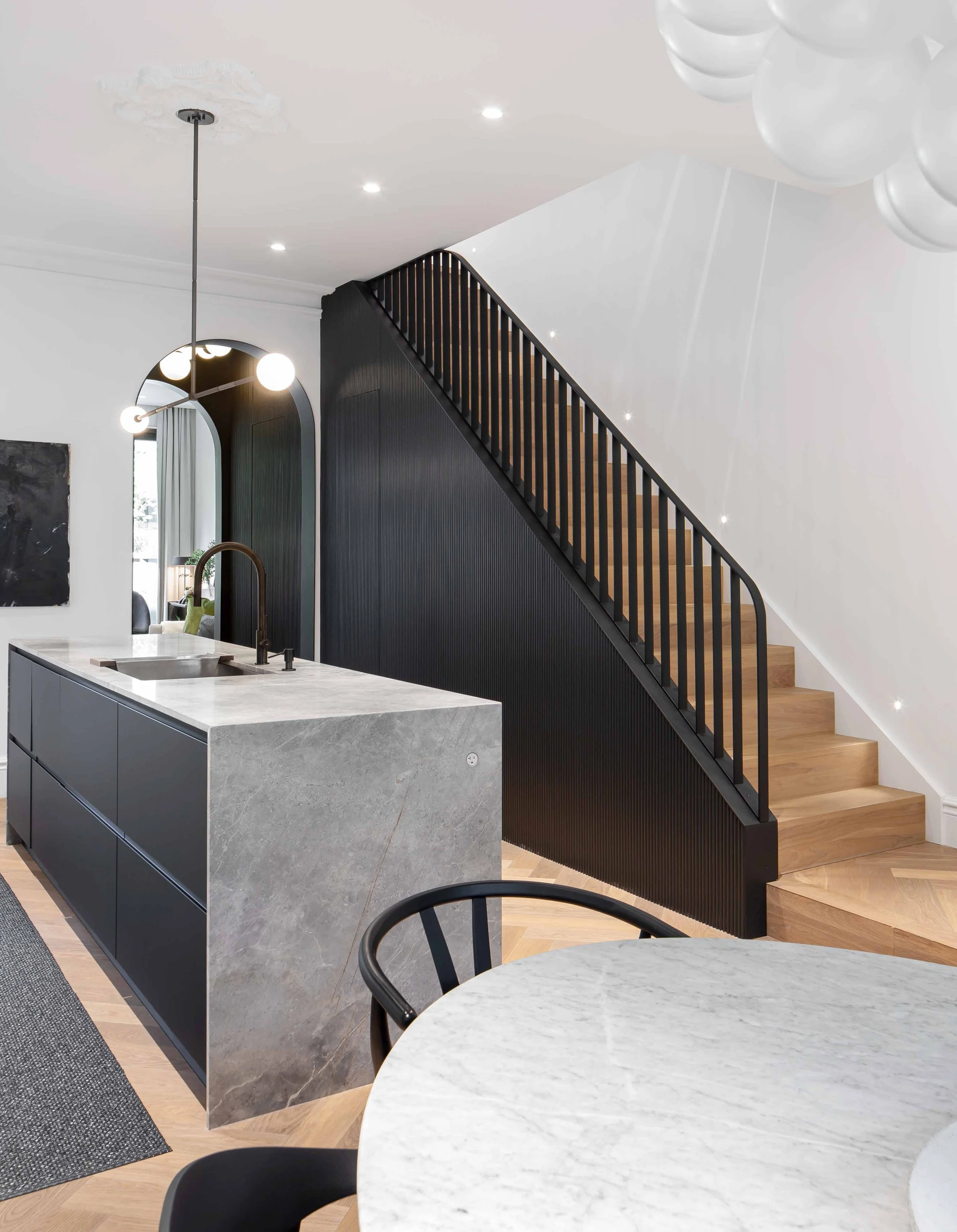 Modern custom feature staircase and lightwell interior architectural design Toronto