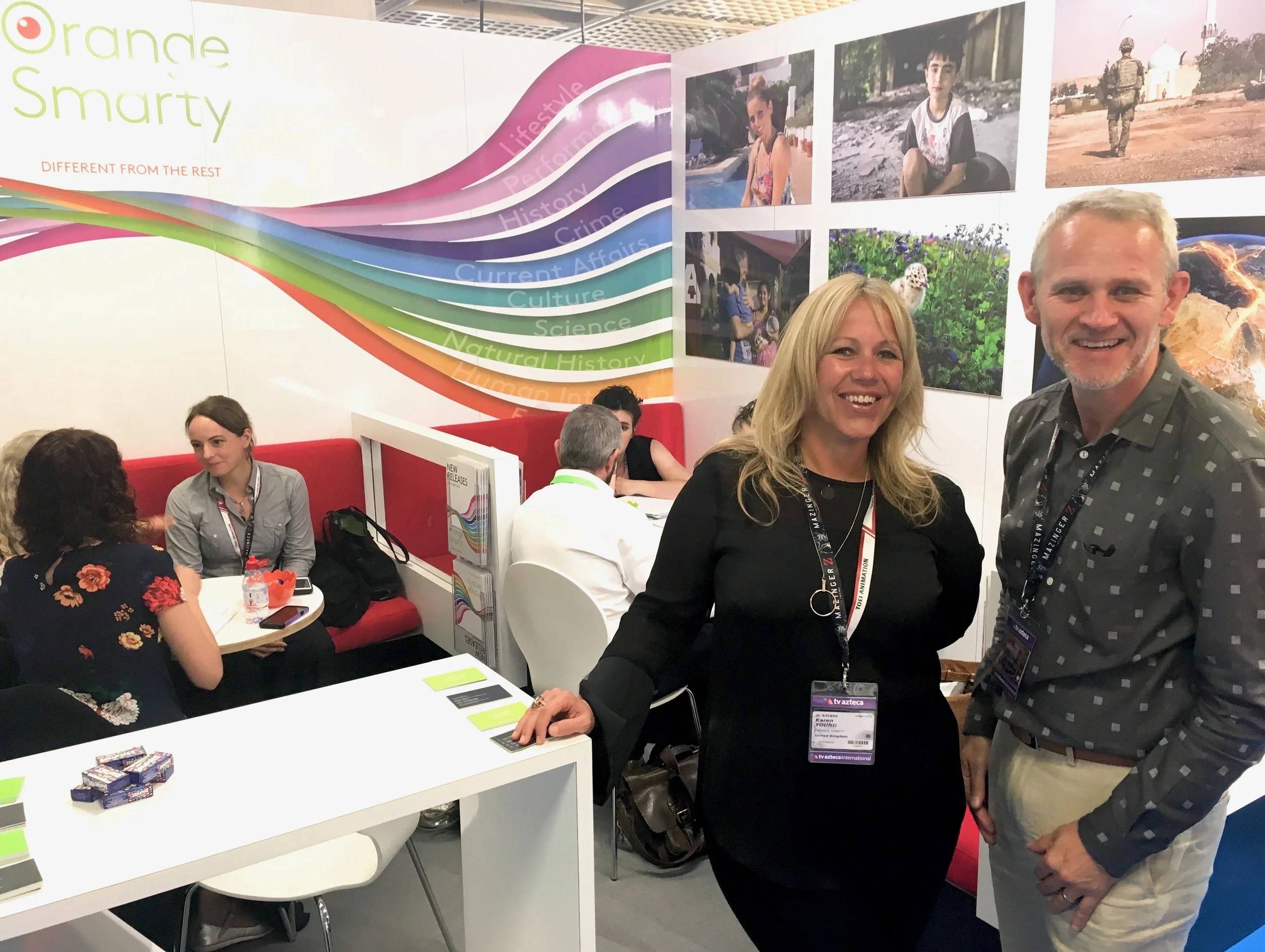 Karen Young (MD - Orange Smarty) and Andy Harwood (VP, Business Development - Compact) at MIPCOM