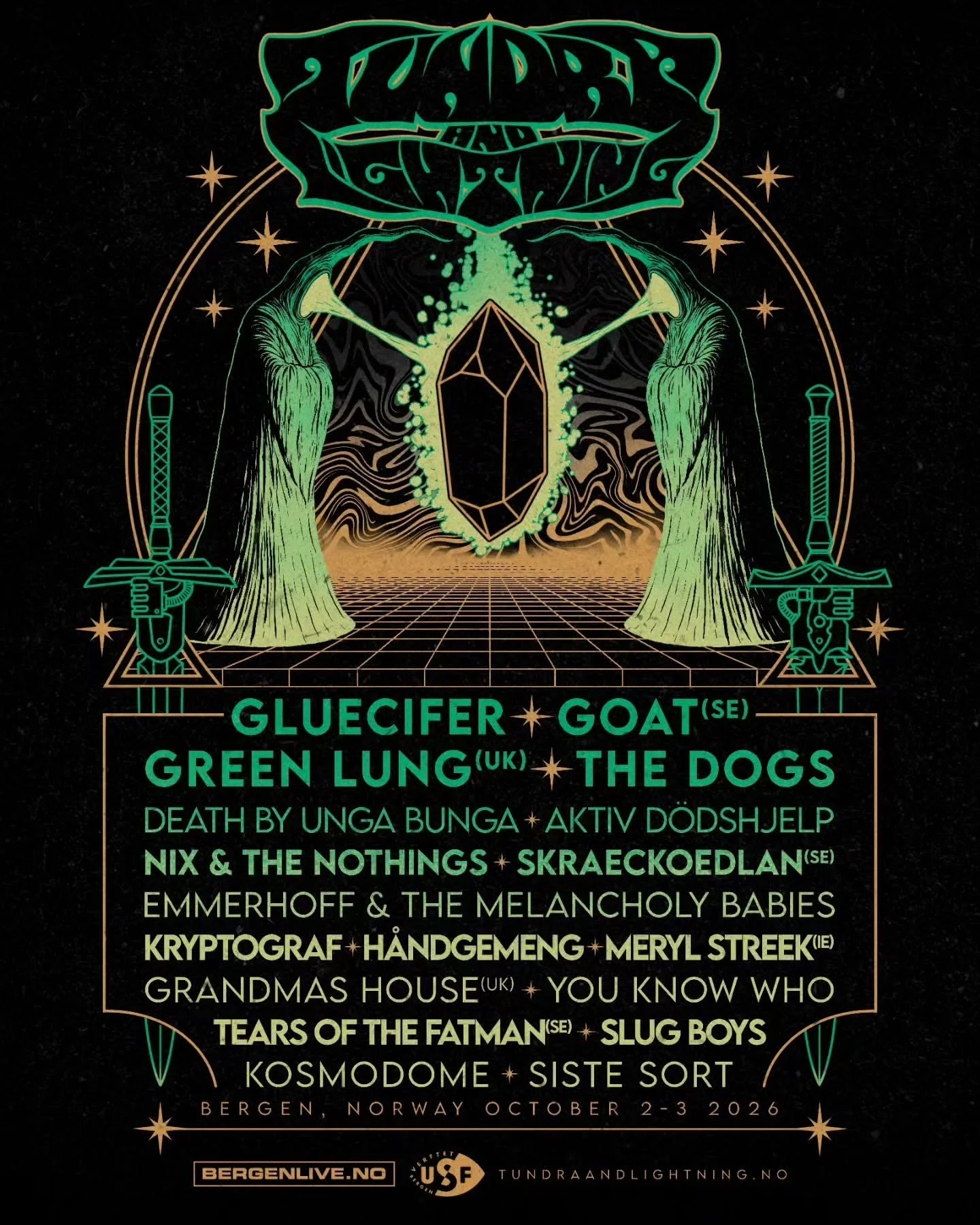 We can not wait to come to Bergen for the first time this fall and to share the stage with all of these sonic masterminds. 
Full line up for this years @tundraandlightningfestival just dropped. 

See you there 🔥🌵🔥

#skraeckoedlan #tundraandlightni