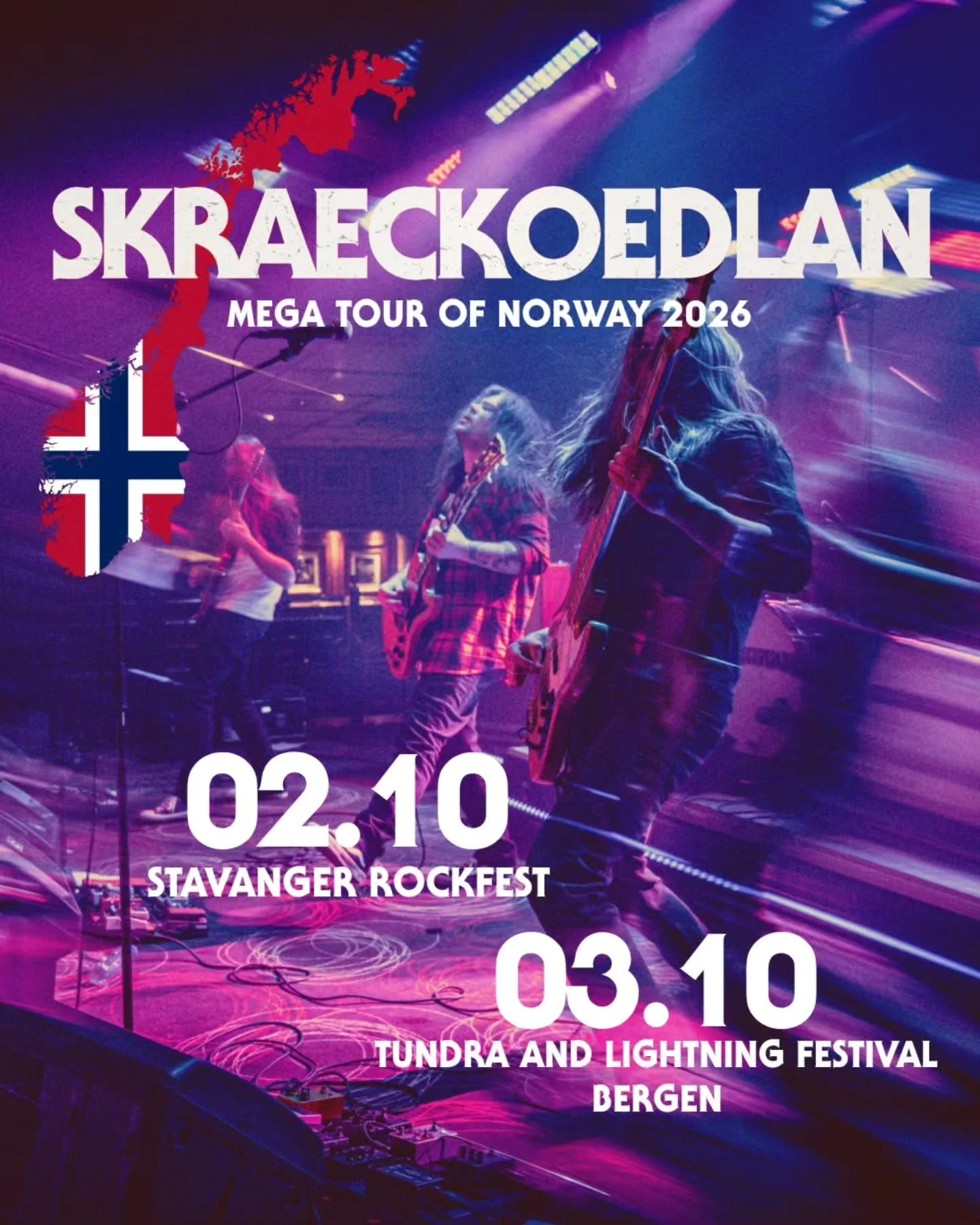 Our short but sweet MEGA TOUR OF NORWAY 2026 starts today at @stavangerrockfest and ends tomorrow at @tundraandlightningfestival 

See you there 🌵