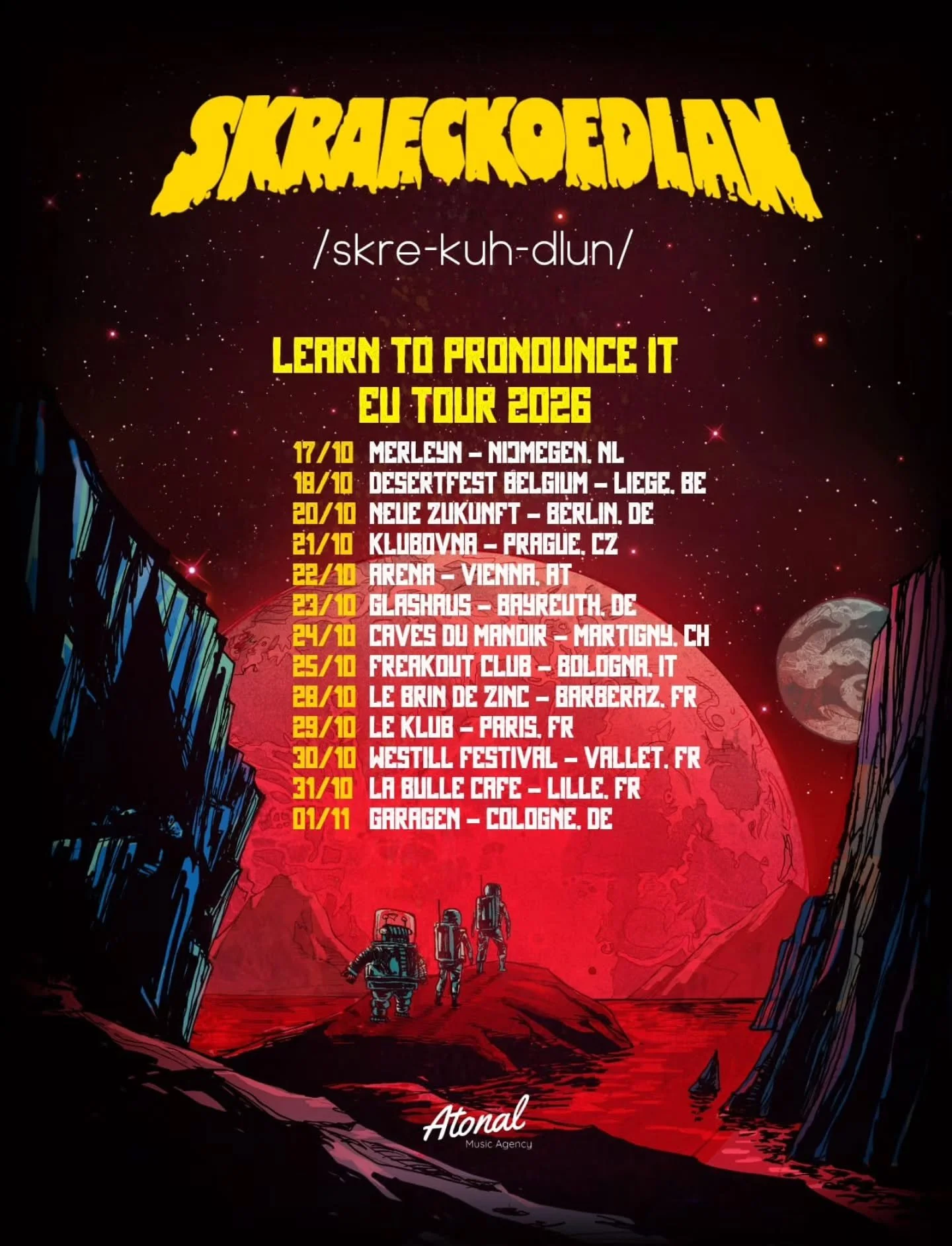 [Tickets in bio] One week until the tour kicks off in Nijmegen! Can't wait to see you all and hear you butcher our band name! See you on the road!🌵🛸