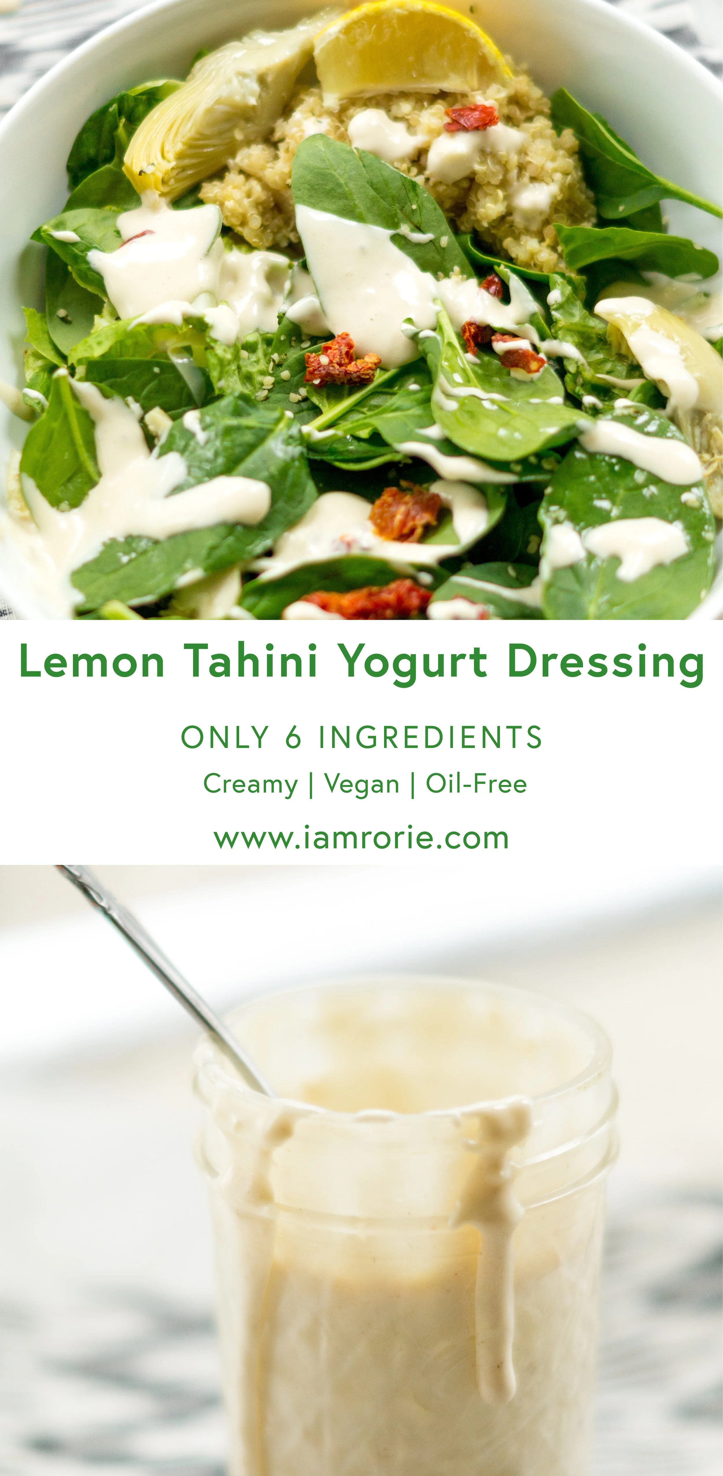i am rorie, i am rorie recipes, whole foods, vegan food, vegan dinner, vegan cream sauce, cream sauce, sweet potato cream sauce, low fat vegan recipe, one pot meal, cashew yogurt, vegan yogurt, cashewgurt, foragers yogurt, pink himalayan salt, garlic, tahini, water, lemon, lemon juice, lemon tahini yogurt dressing, salad dressing, dressings for wraps, chicago vegan blog, vegan blogger, vegan recipes, chicago blogger, food blogger, vegan food blogger, delicious vegan food, vegan health, vegan lifestyle, vegan diet, vegan weight loss, sun dried tomatoes, artichoke hearts, quinoa, spinach, hemp seeds