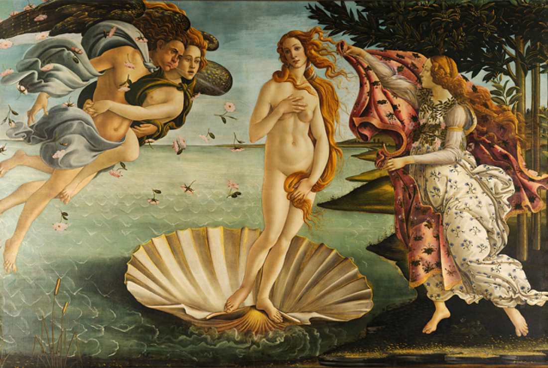 The Birth of Venus , Sandro Botticelli, 1480, Uffizi Gellery