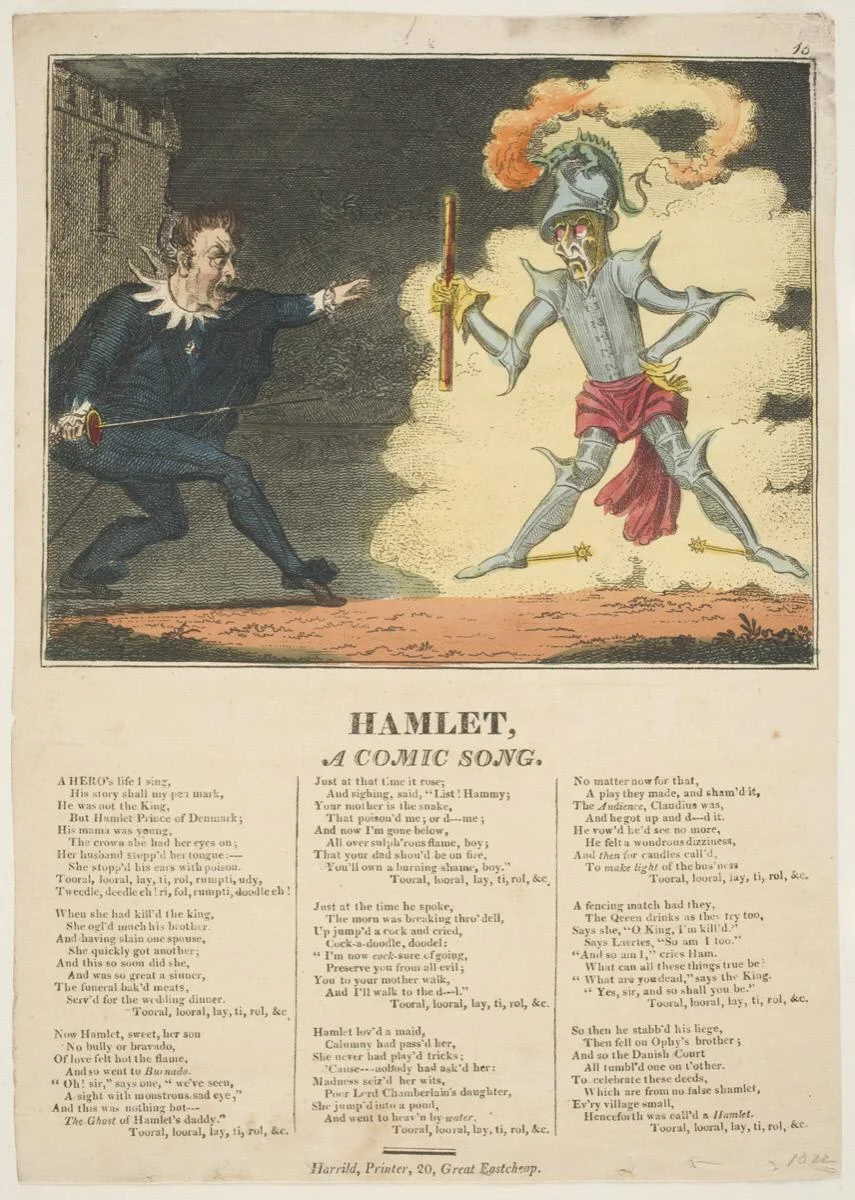 George Cruikshank, Hamlet, A Comic Song. British, 19th Century, Published by R. Harrild.