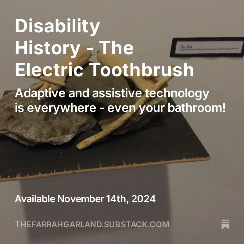 New article is live! 
Wanna learn about adaptive and assistive technology, world history, oral hygiene, and how something as simple as your #ElectricToothbrush is actually part of #DisabilityHistory? Check it out! It's super fun, and I really enjoyed