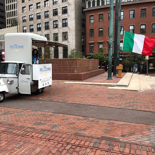 We&rsquo;re on City Hall Plaza for the #italianflagraising giving out free #espresso and cannoli! #tricolore #italyinboston #italianheritagemonth