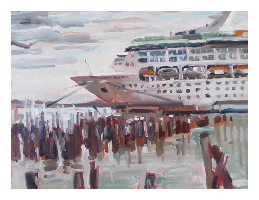 Portland Cruise Ship - 9 x 12" - oil - $425