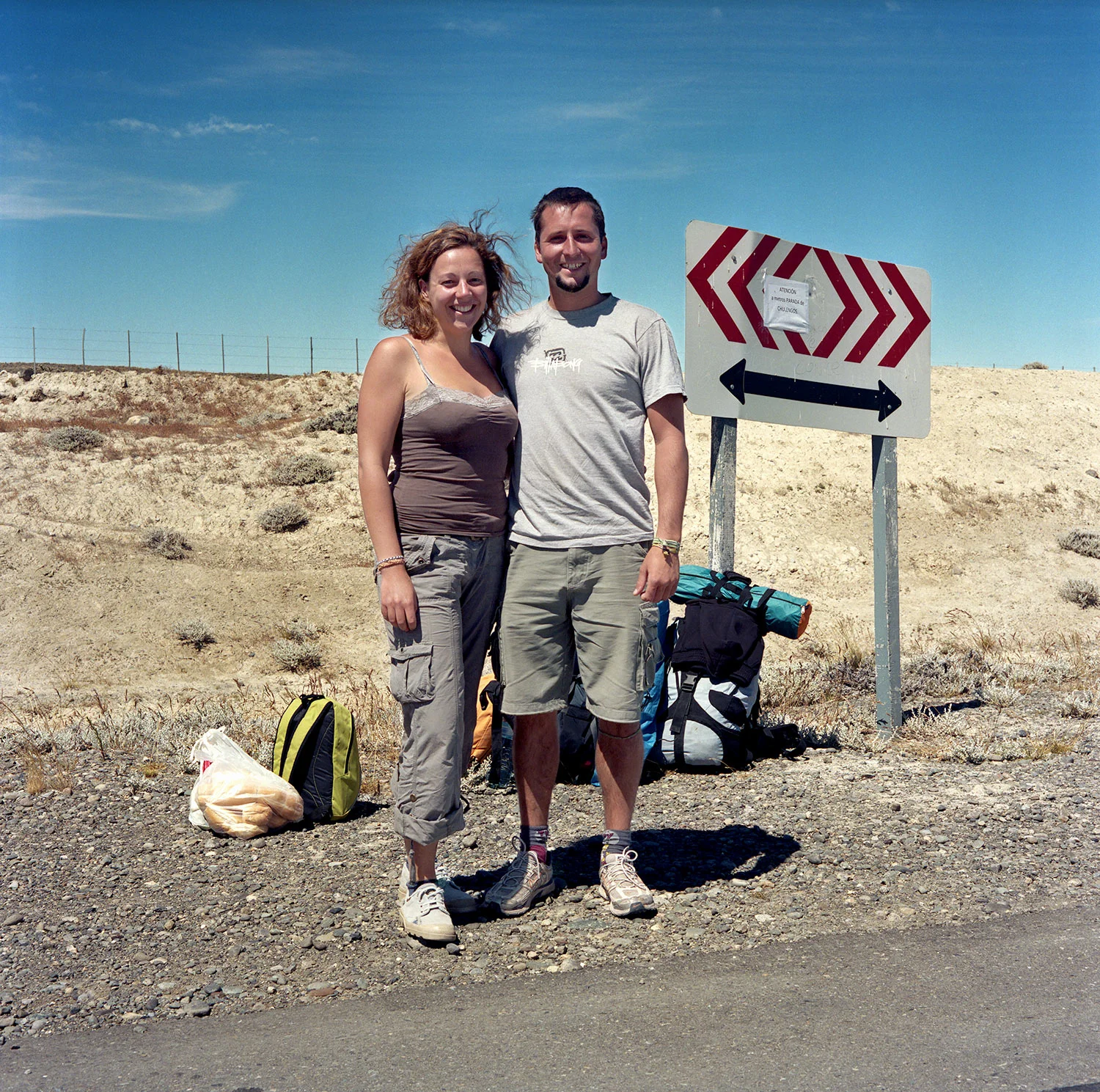 Two hitchhikers while en route to Argentina, Patagonia, 2012