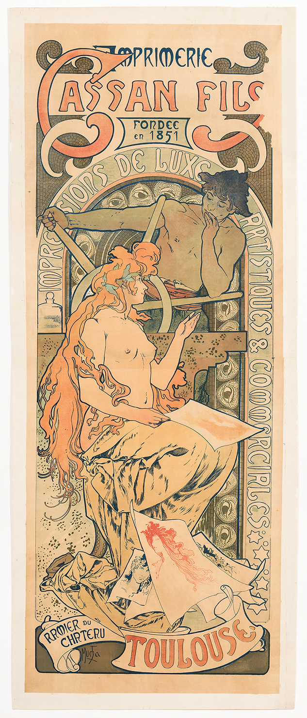   Alphonse Mucha  (Czech, 1860-1939)   Cassan Fils , 1896  Color lithograph  78 x 35 1/2 in.       