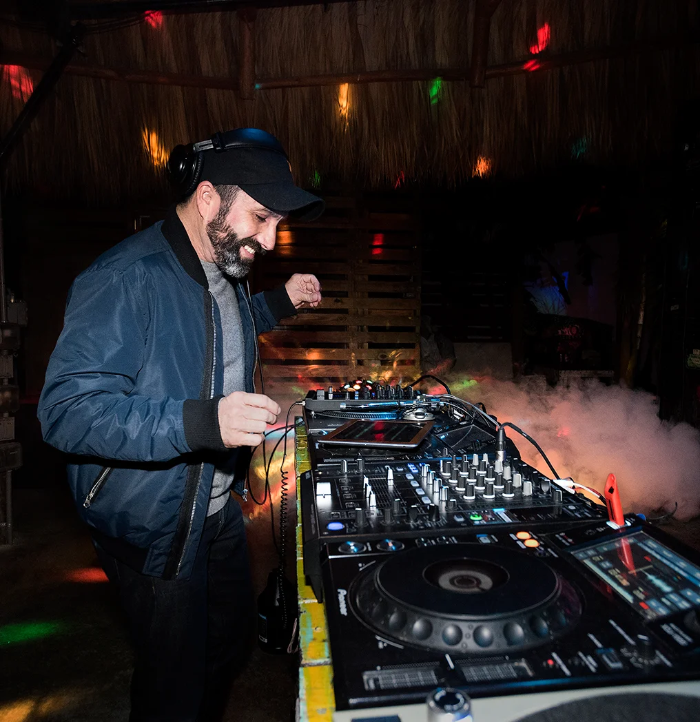 Guest DJ, Cabezita, spinning during Double Stubble at Gramps in the heart of Wynwood