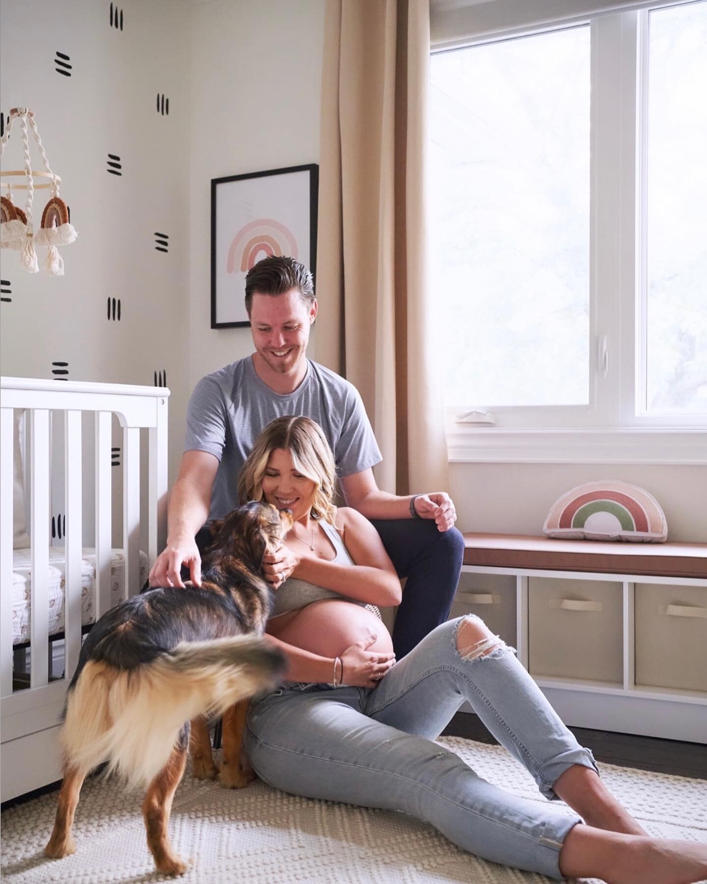 Only a month (ish) until @annaswnski and I welcome our son! Don&rsquo;t worry Scout, you&rsquo;ll still always be our first fur baby. 👨&zwj;👩&zwj;👦🐶

📸: @beccahamel