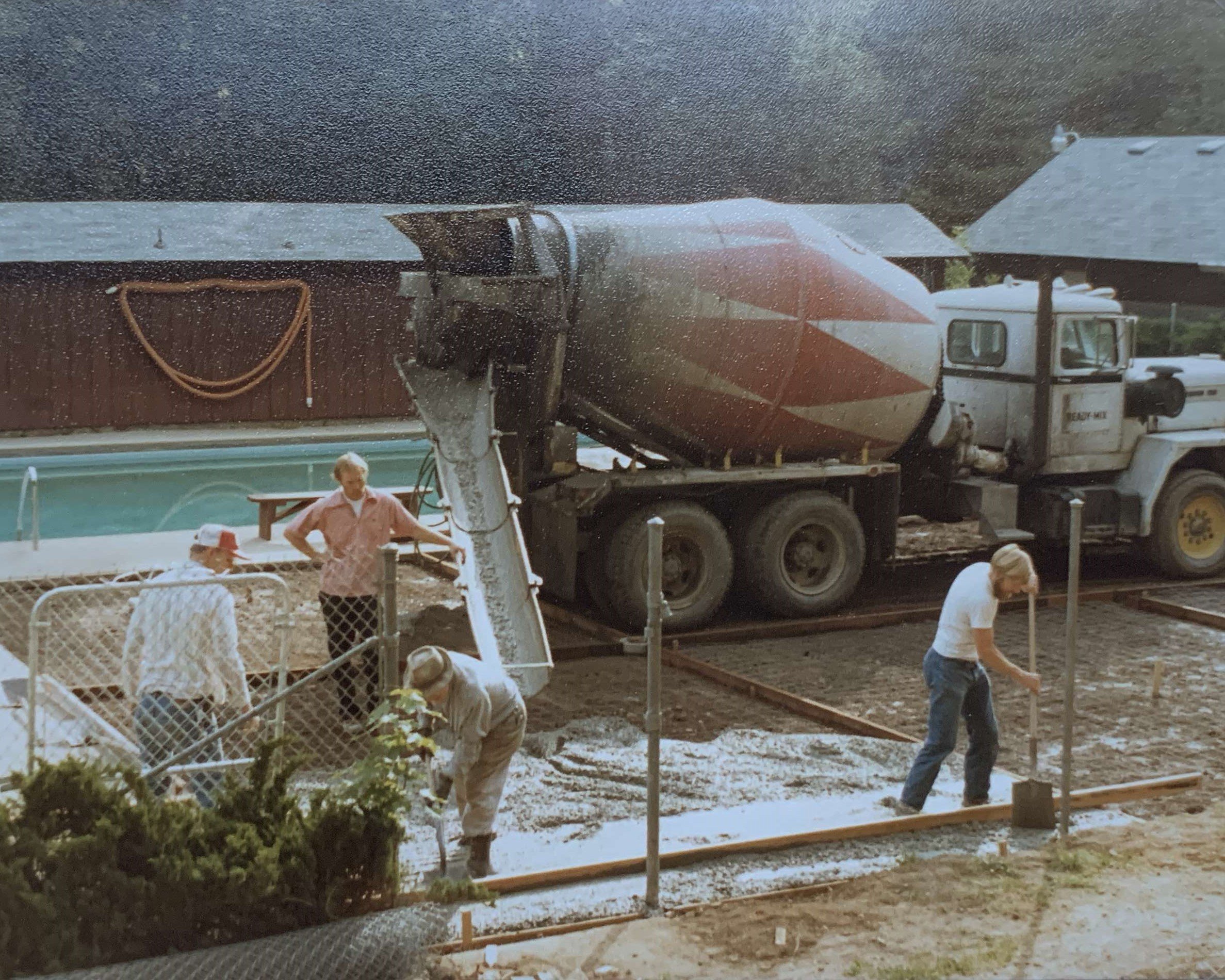 The extension of the pool area in 1980