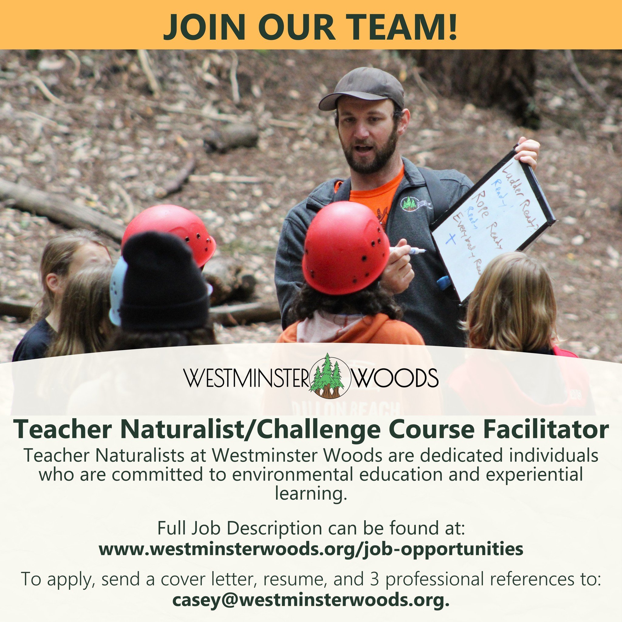 📢Job Alert 📢 We're hiring Teacher Naturalist/Challenge Course Facilitators for the School Programs 2024-2025 school year! Check out the full job description at the link in our bio under &quot;Job Opportunities&quot;!
.
.
.
.
.
.
.
.
#WestminsterWoo