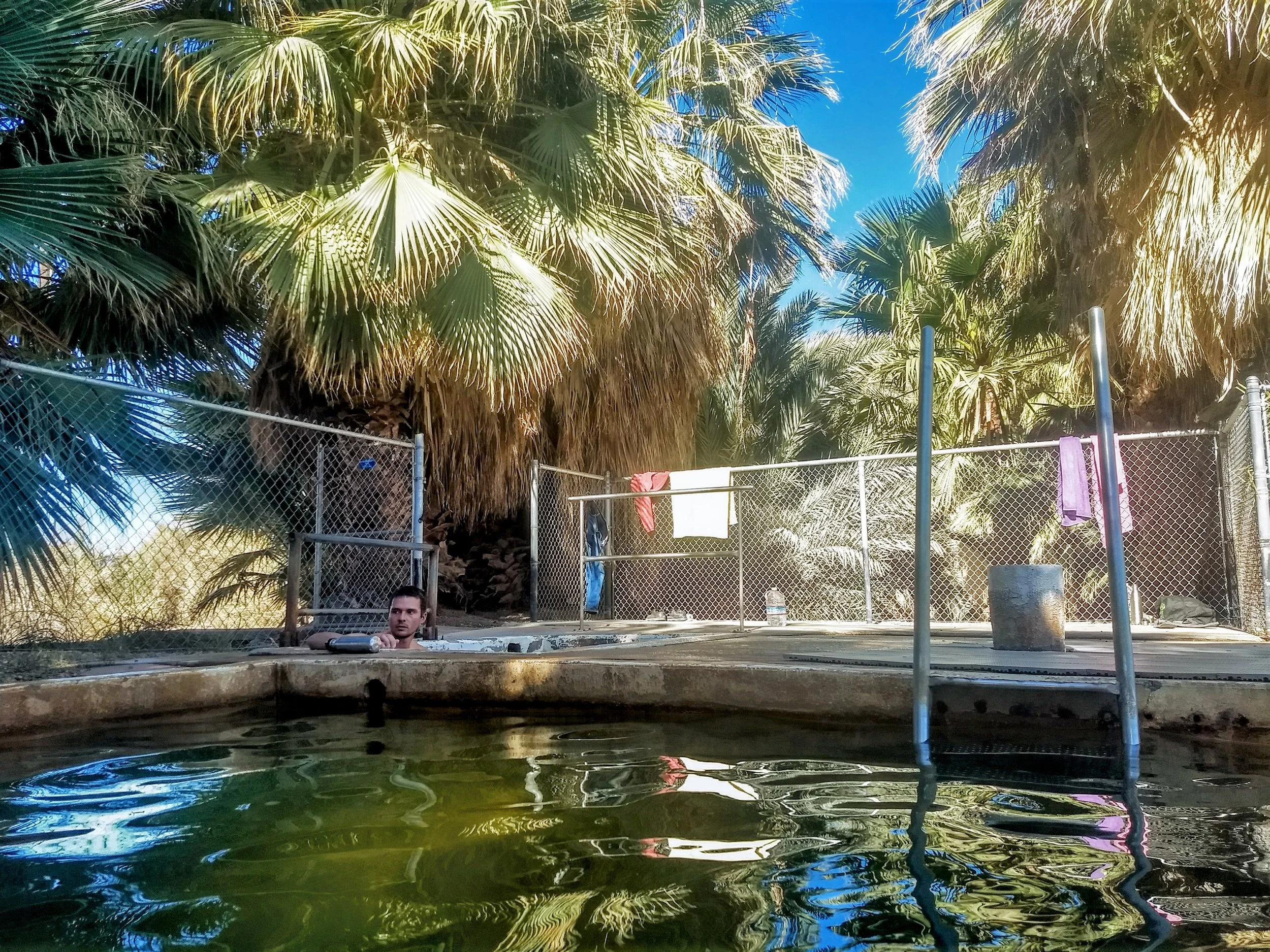 Don't let the mineral stained pools fool you, this hot springs was exceptionally clean. Bathers here abide by unspoken rules and carry out with them everything that they've brought in.