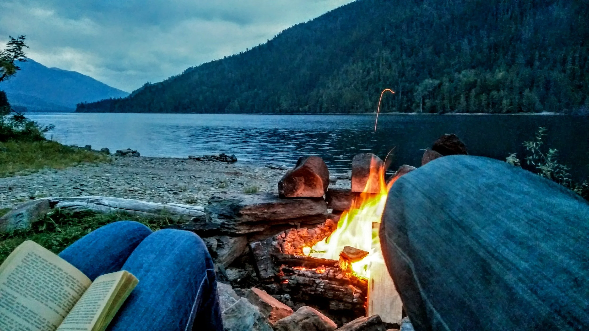 After a peaceful soak, we continued North through the Kootenays and found ourselves a peaceful, secluded campsite on the seriously deep Trout Lake
