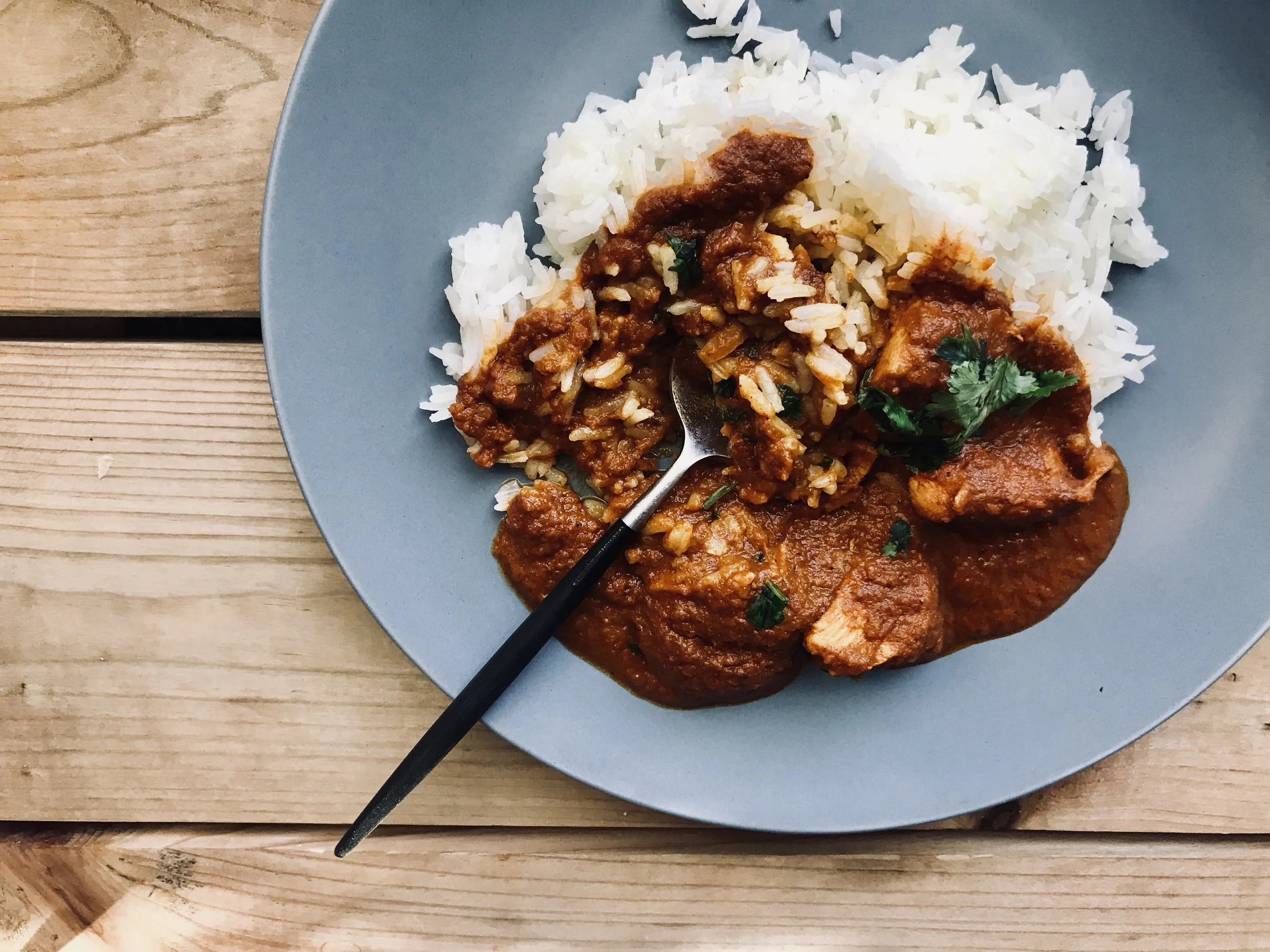 Butter Chicken with Jasmine Rice and Cucumber Mint Yogurt