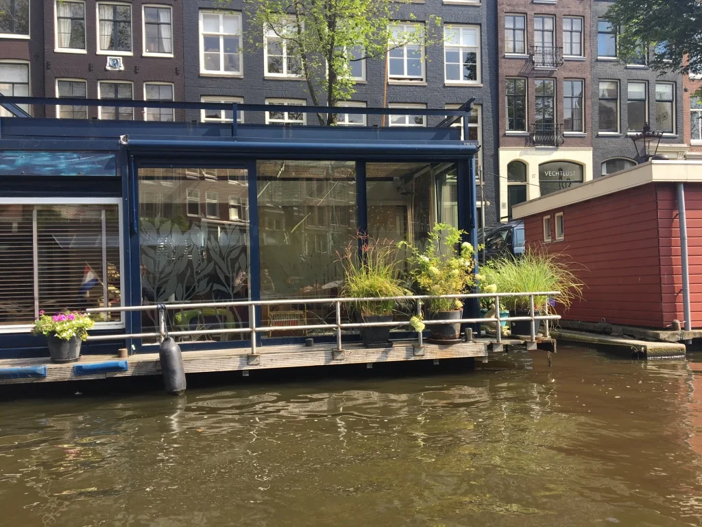 A houseboat along one of the canals in Amsterdam seen during our motor boat ride
