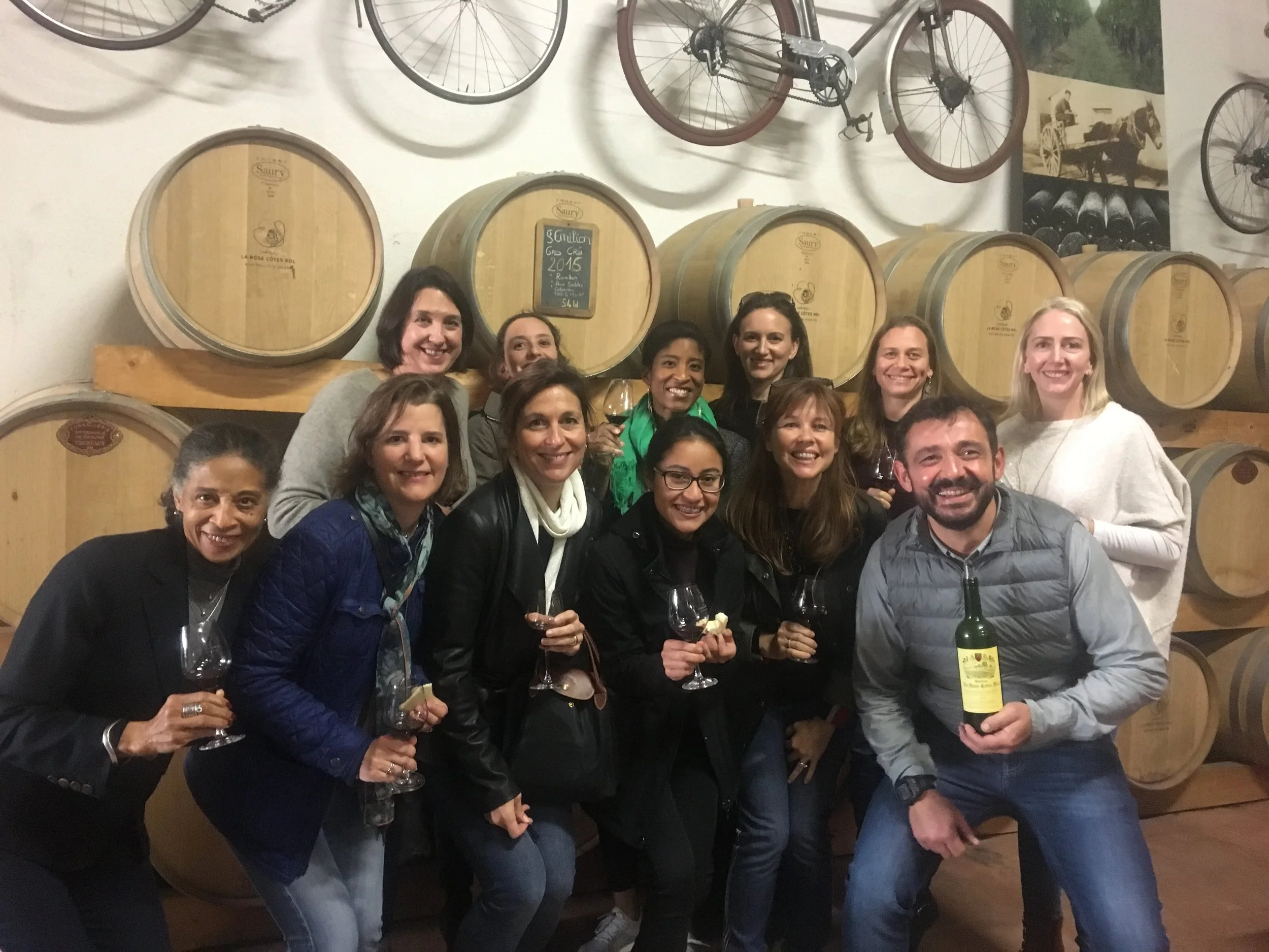 My roommate and I at Château La Rose Côtes Rol with a group of American women we met and the proprietor Pierre Mirande