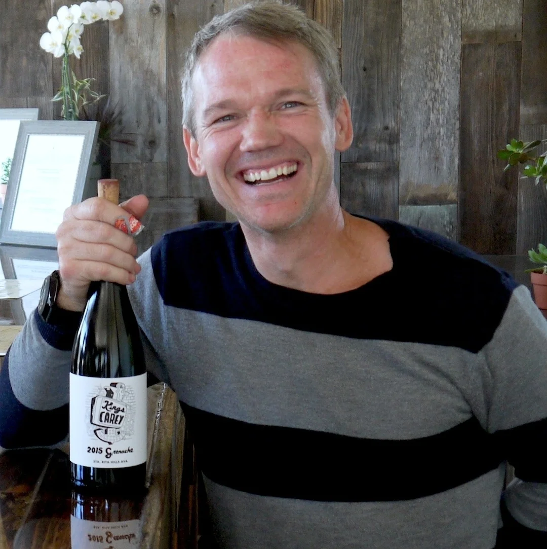 Sparks at Liquid Farm's Lompoc winery slash tasting room, where he also pours Kings Carey by appointment.
