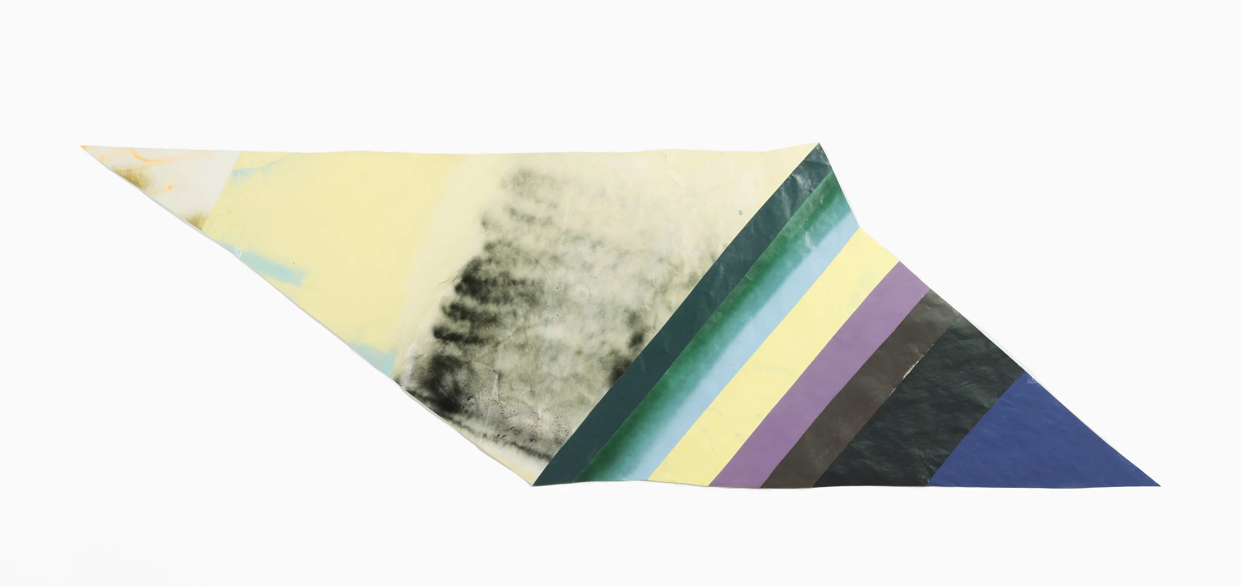   Parallelogram  latex, acrylic and spray paint on cut paper &amp; linen tape 41 x 124 inches 2011 