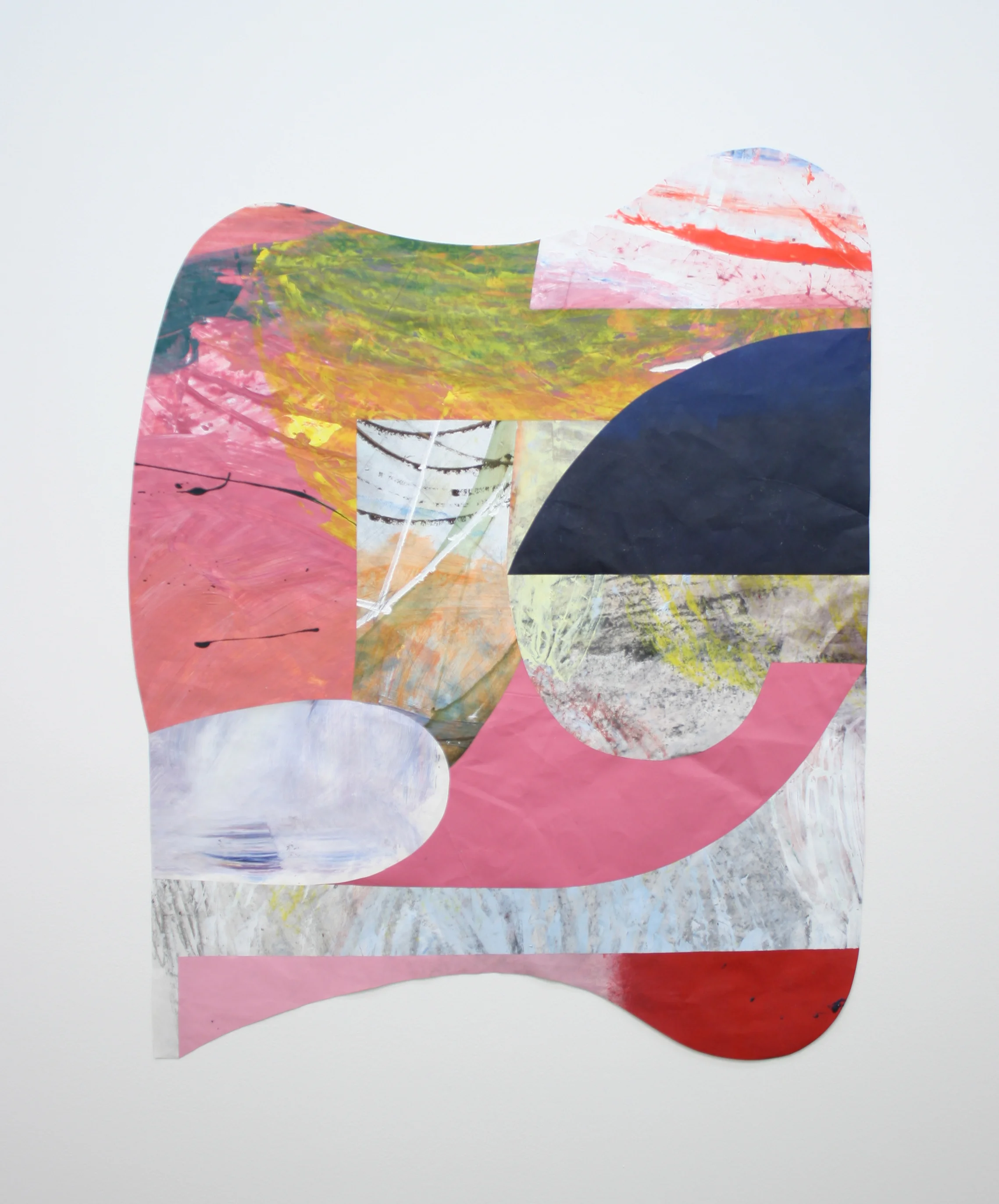   Pink  acrylic on cut paper &amp; linen tape 47.5 x 38.5 inches 2013 