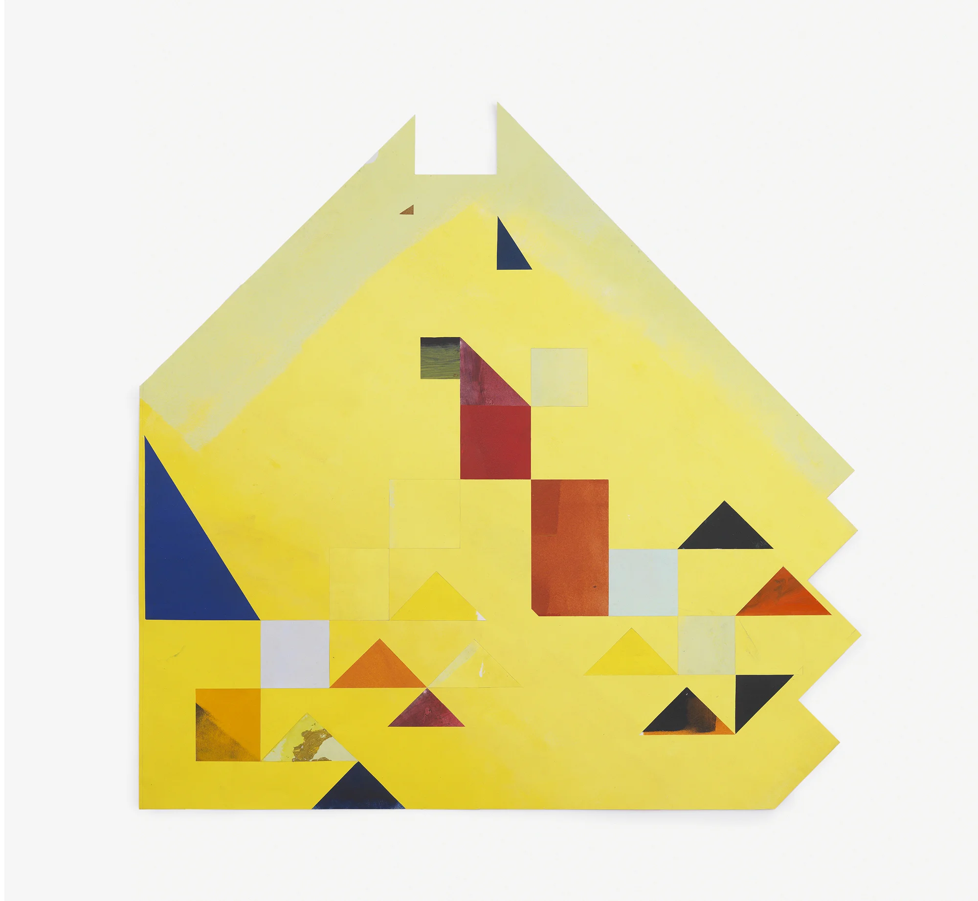   Yellow  acrylic on paper &amp; linen tape 47.5 x 48.5 inches 2013 