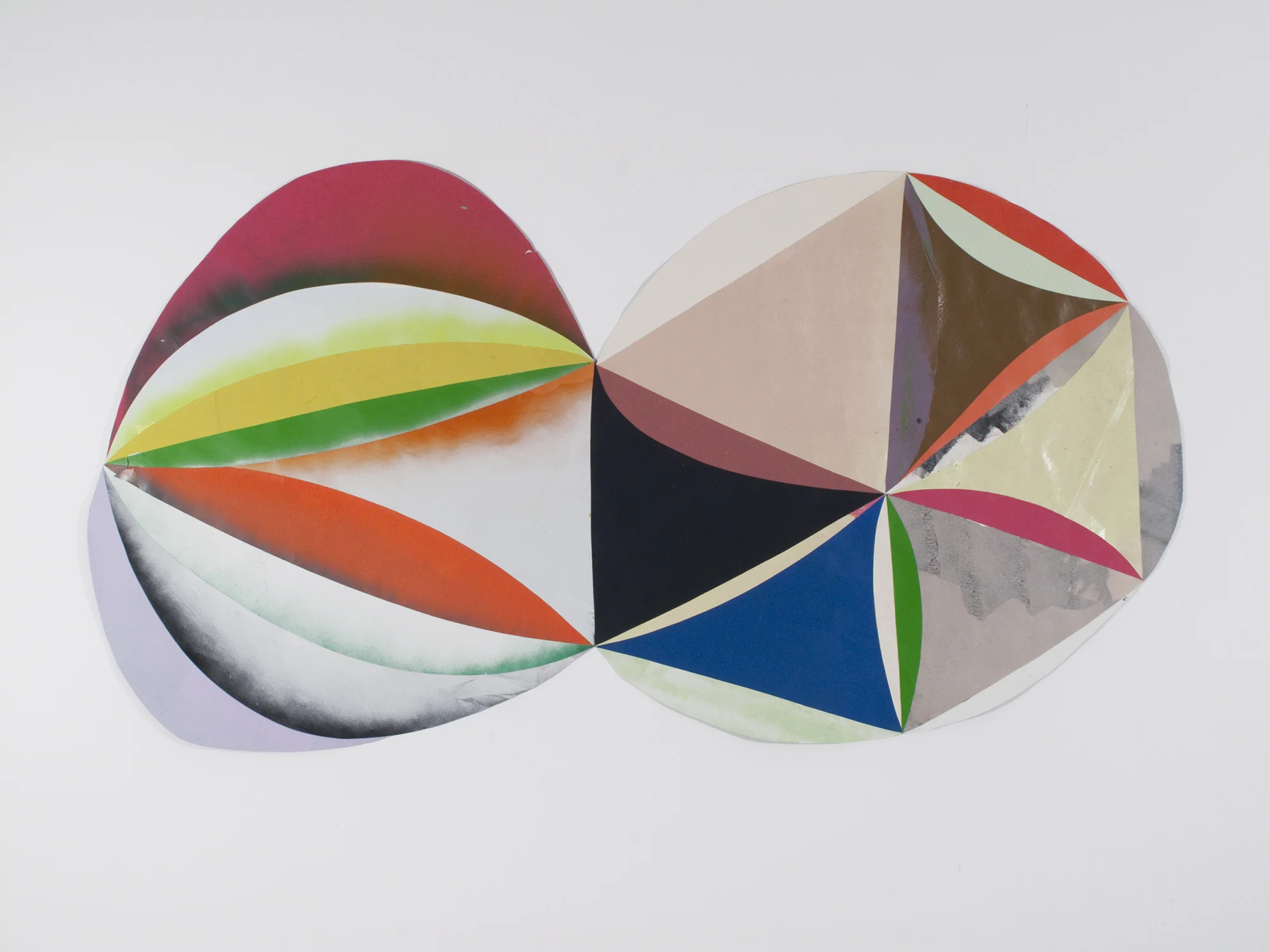   Combination  latex and spray paint on cut paper &amp; linen tape 31 x 58.5 inches 2009 