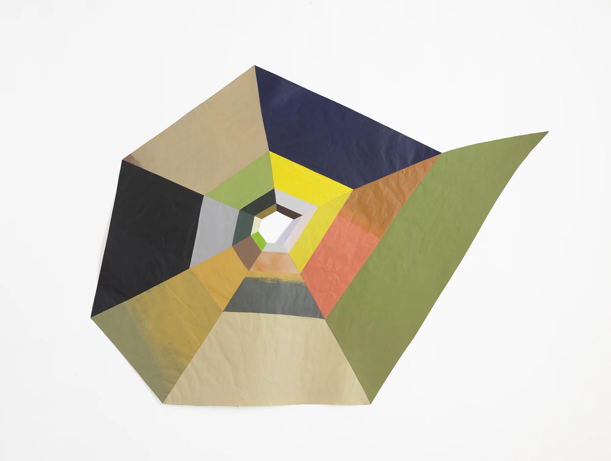   Spiral  latex paint on cut paper &amp; linen tape 71 x 93 inches 2010 