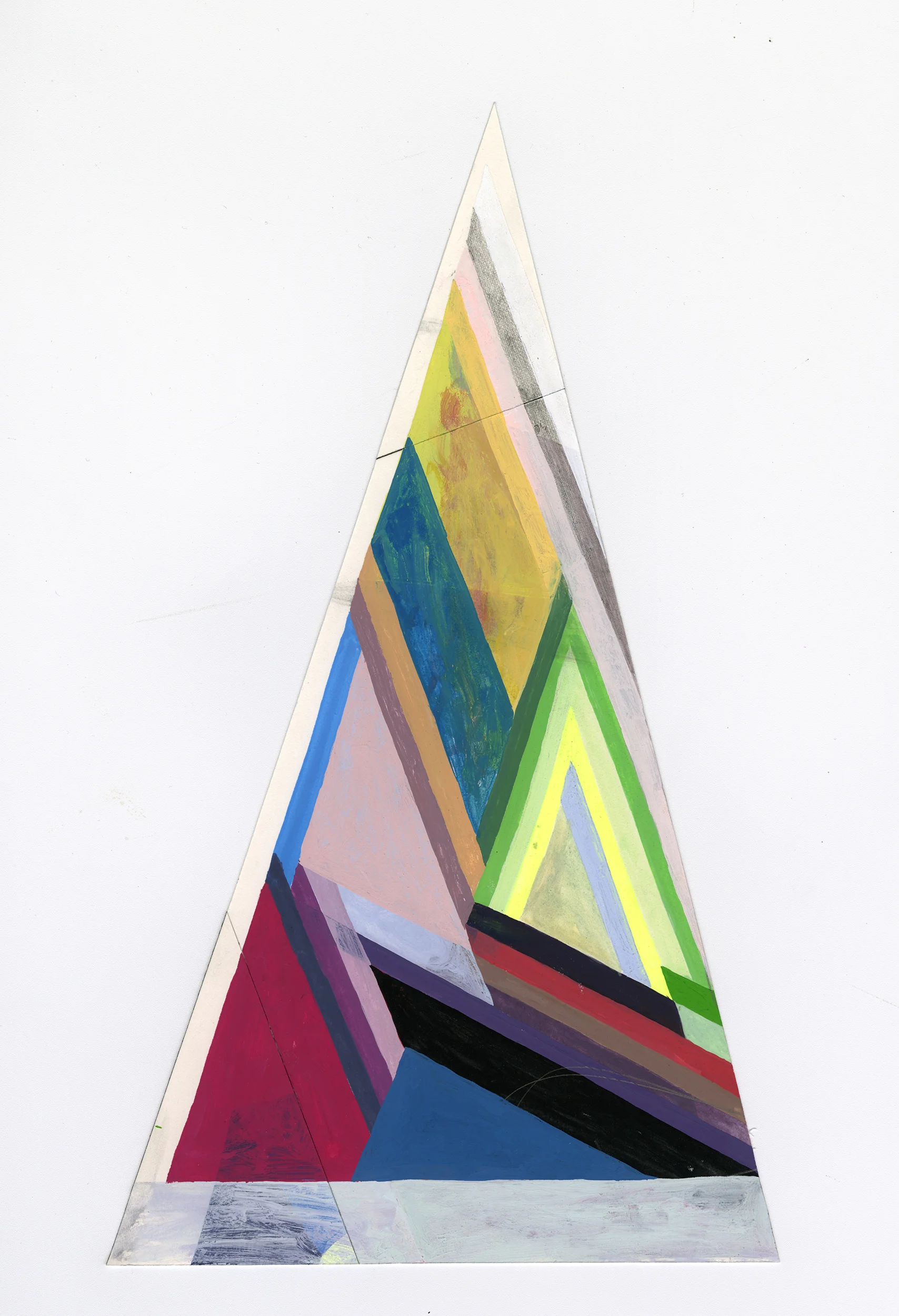   TRI 1  arcyla gouache, acrylic, pencil on paper, linen tape 13.25 x 7.75 inches 2012 