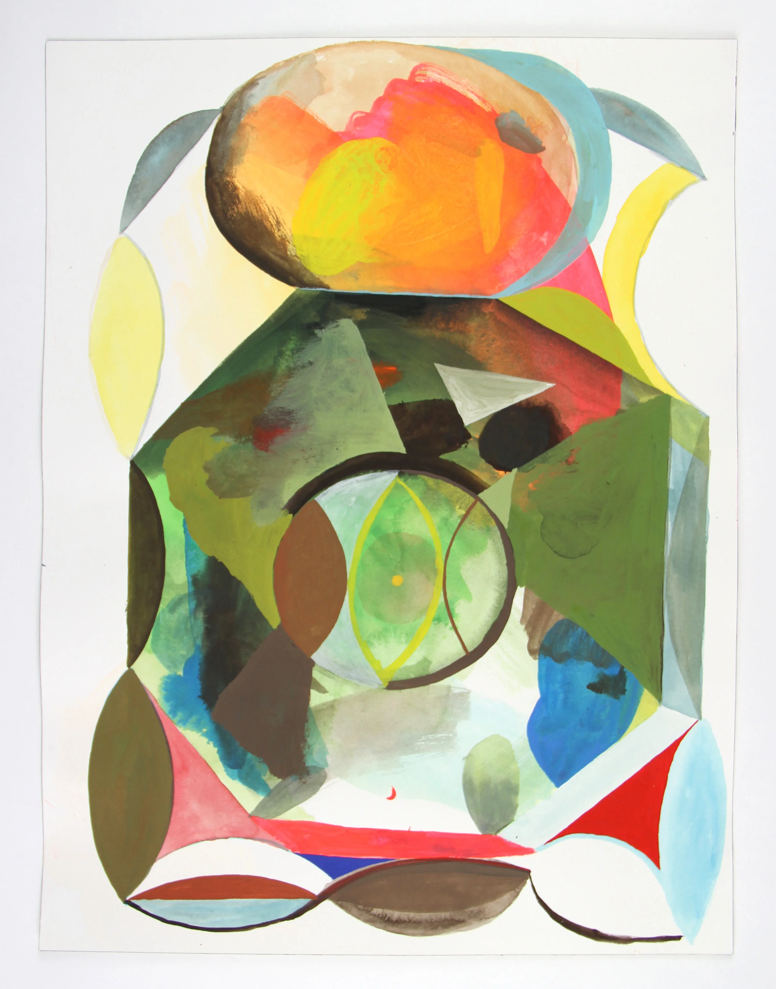   Green Octagon  gouache on paper 16 x 12 inches 2017 