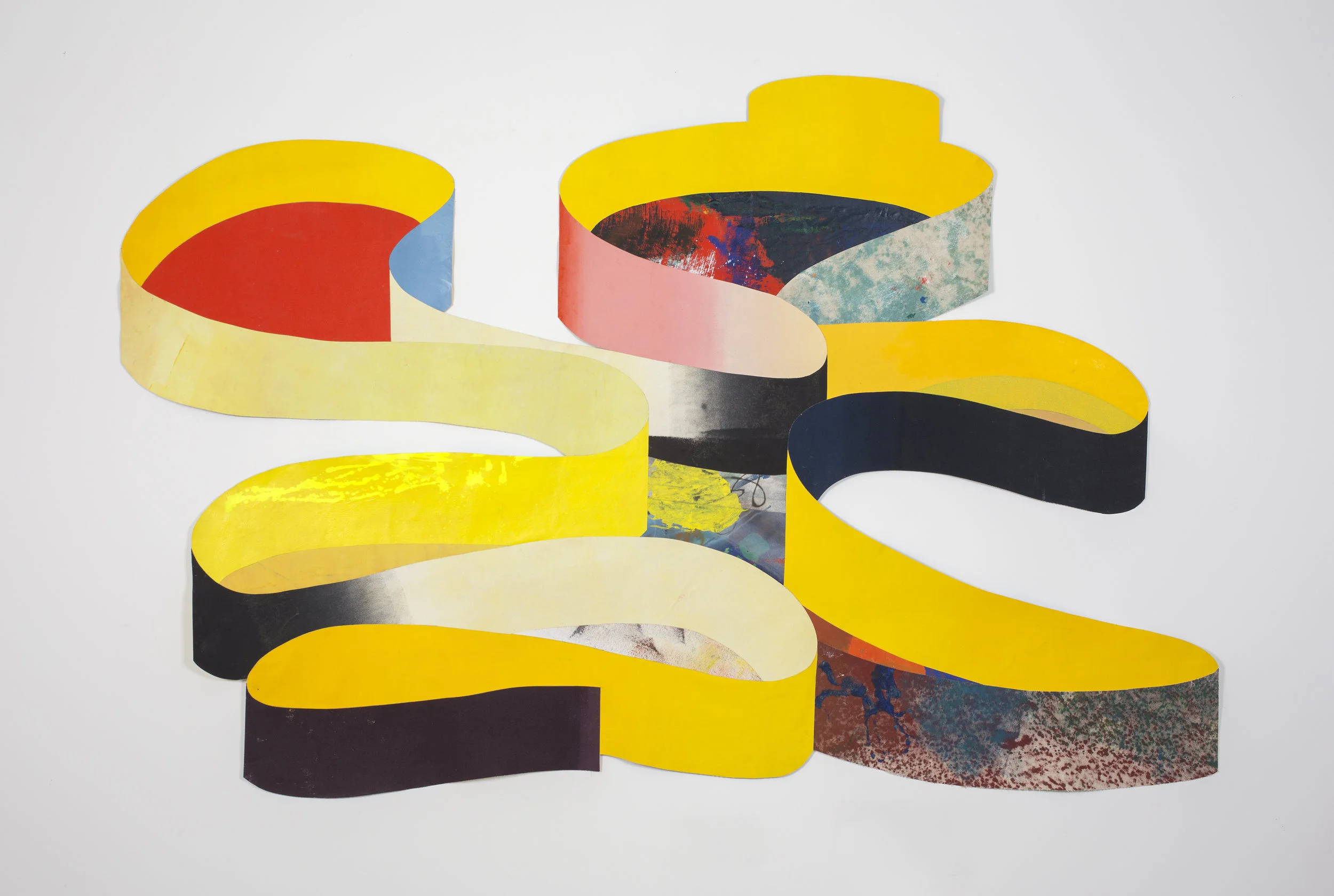   Yellow Ribbon  acrylic on muslin and canvas 57 1/2 × 91 inches 2017 