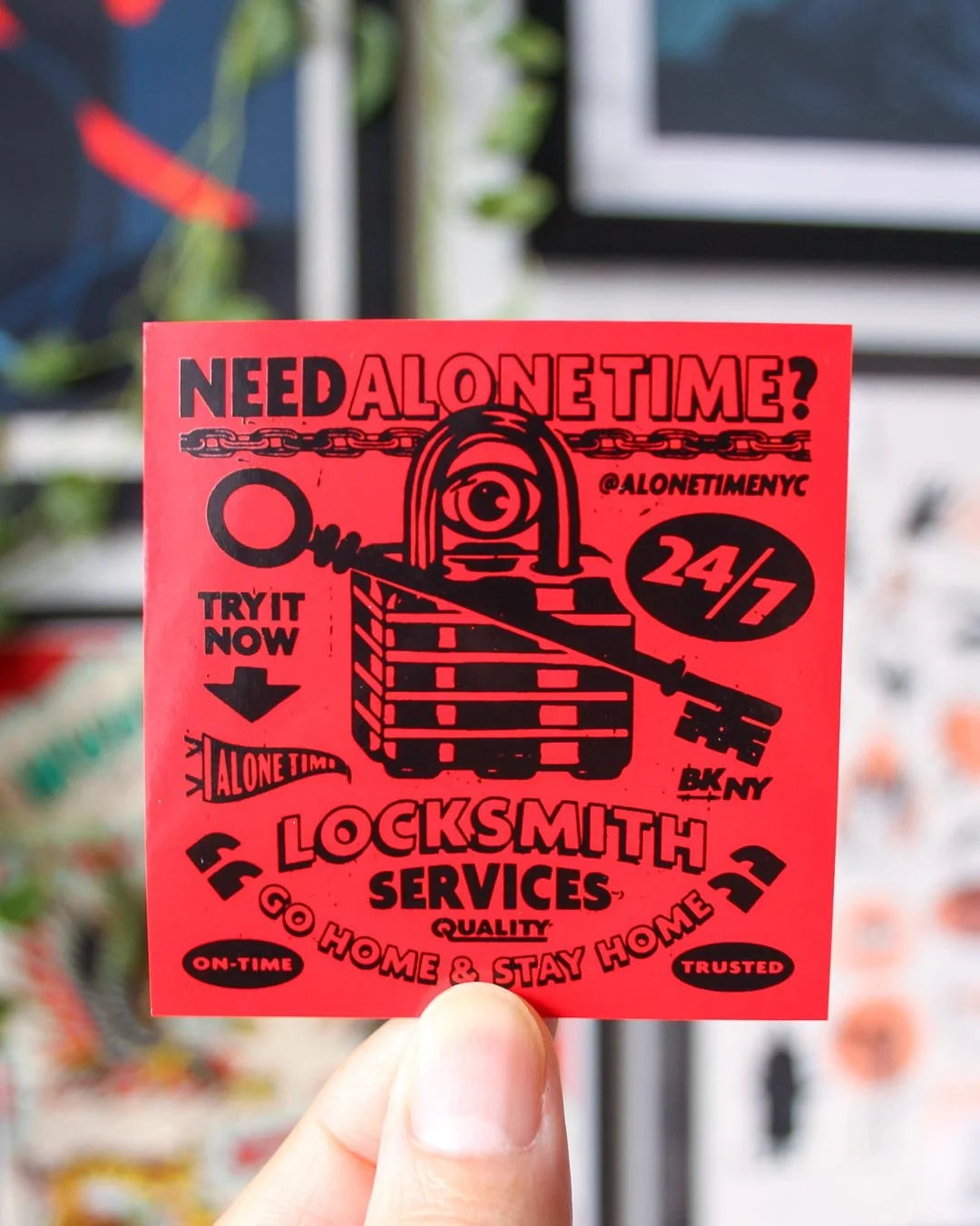 Locksmith - Red + Black Square Sticker