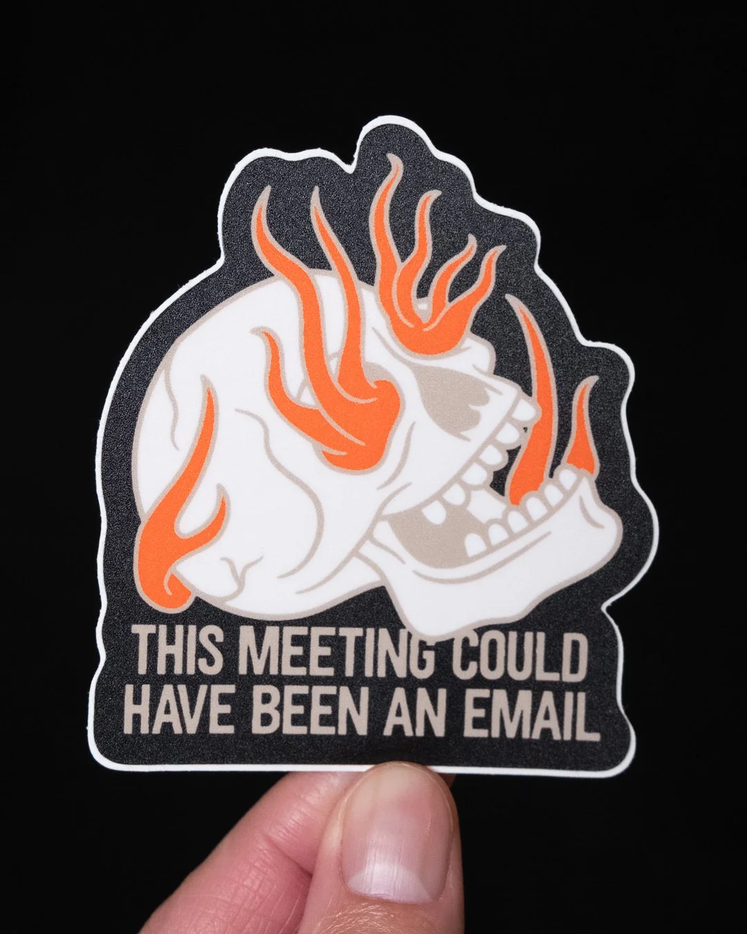 Flame Skull - Sticker (Black)