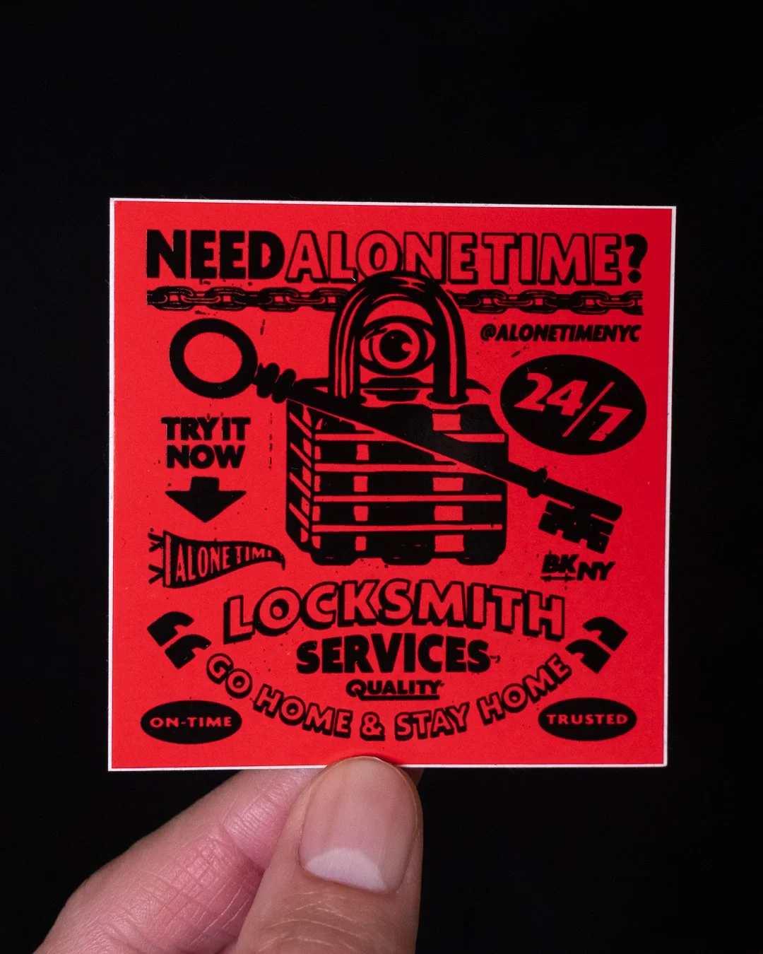 Locksmith - Red + Black Square Sticker